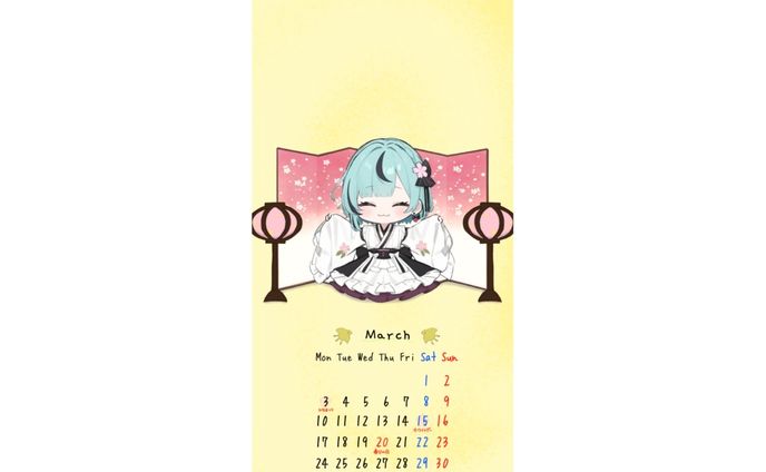 【あおなの】3月アオリジカレンダー