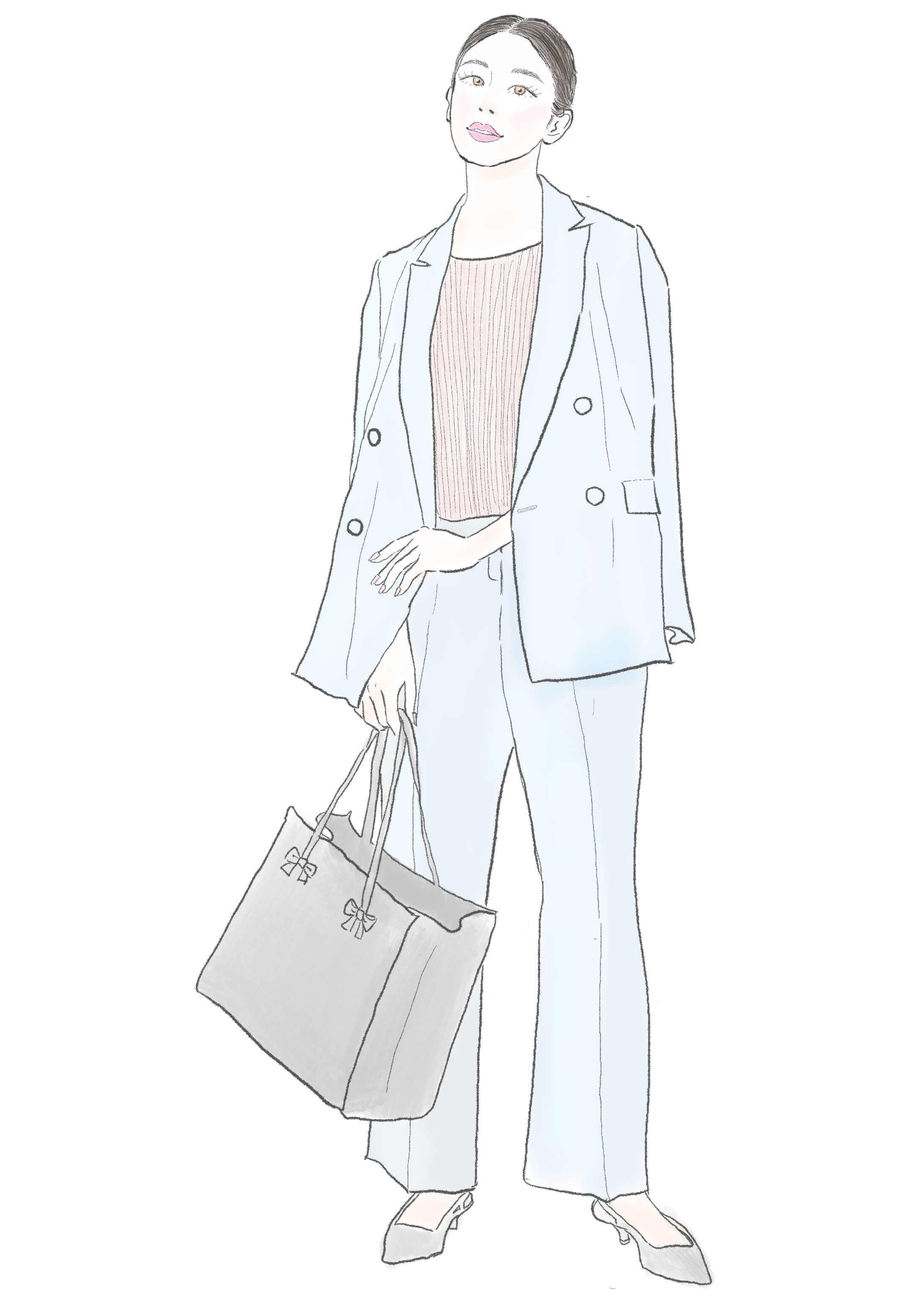 ジャケット・パンツの女性　ライトサマー-1