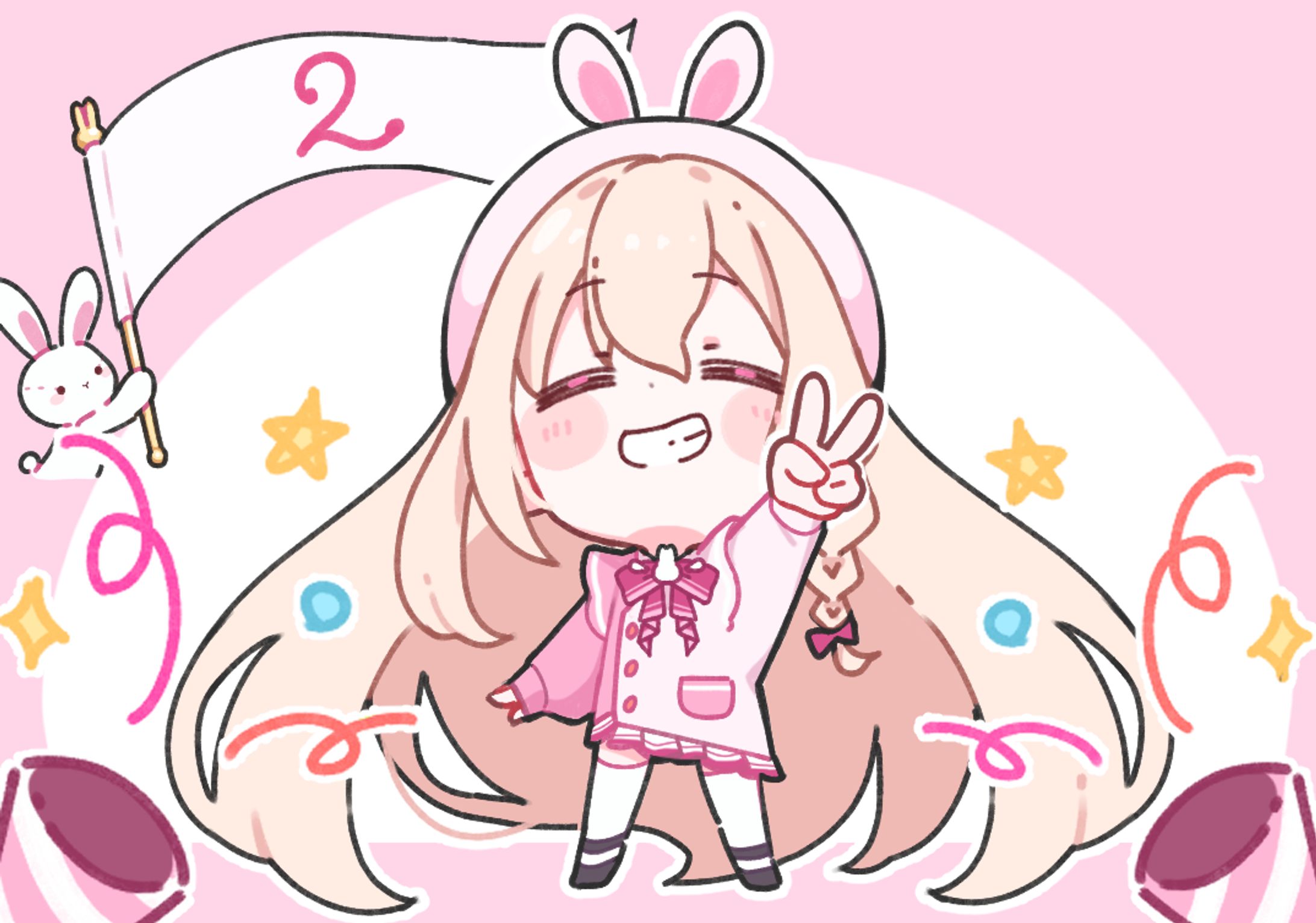 【ミニキャラ】こうさこもも　2周年記念【FA】-1