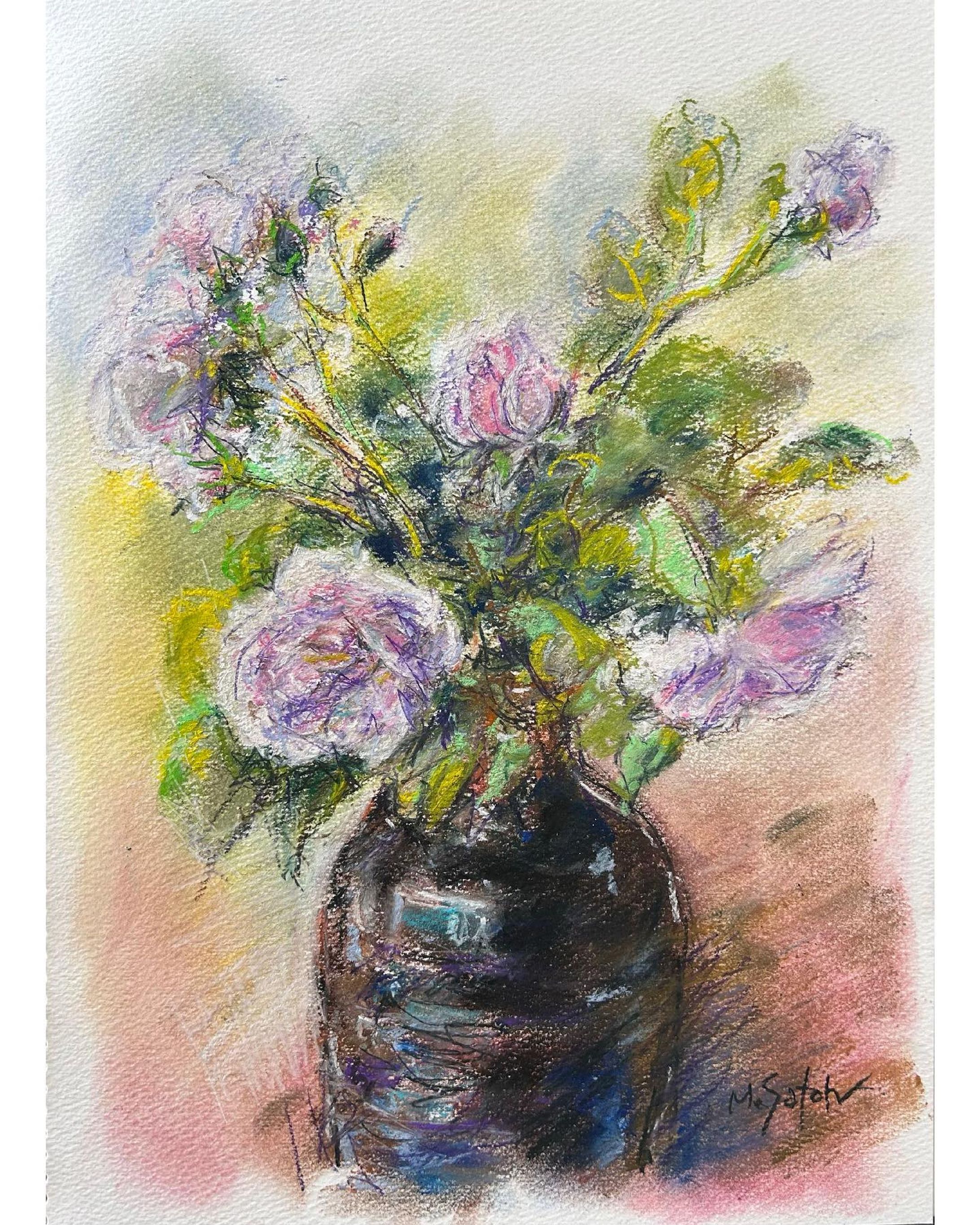 「薔薇」
ソフトパステル　Museパステル紙　F4

#パステル #パステル画 #ソフトパステル #pastel #pastelpainting #pastelart 
#静物画 #薔薇 #ばら #花の絵 #絵画 #stilllife #rose #flowerdrawing-1