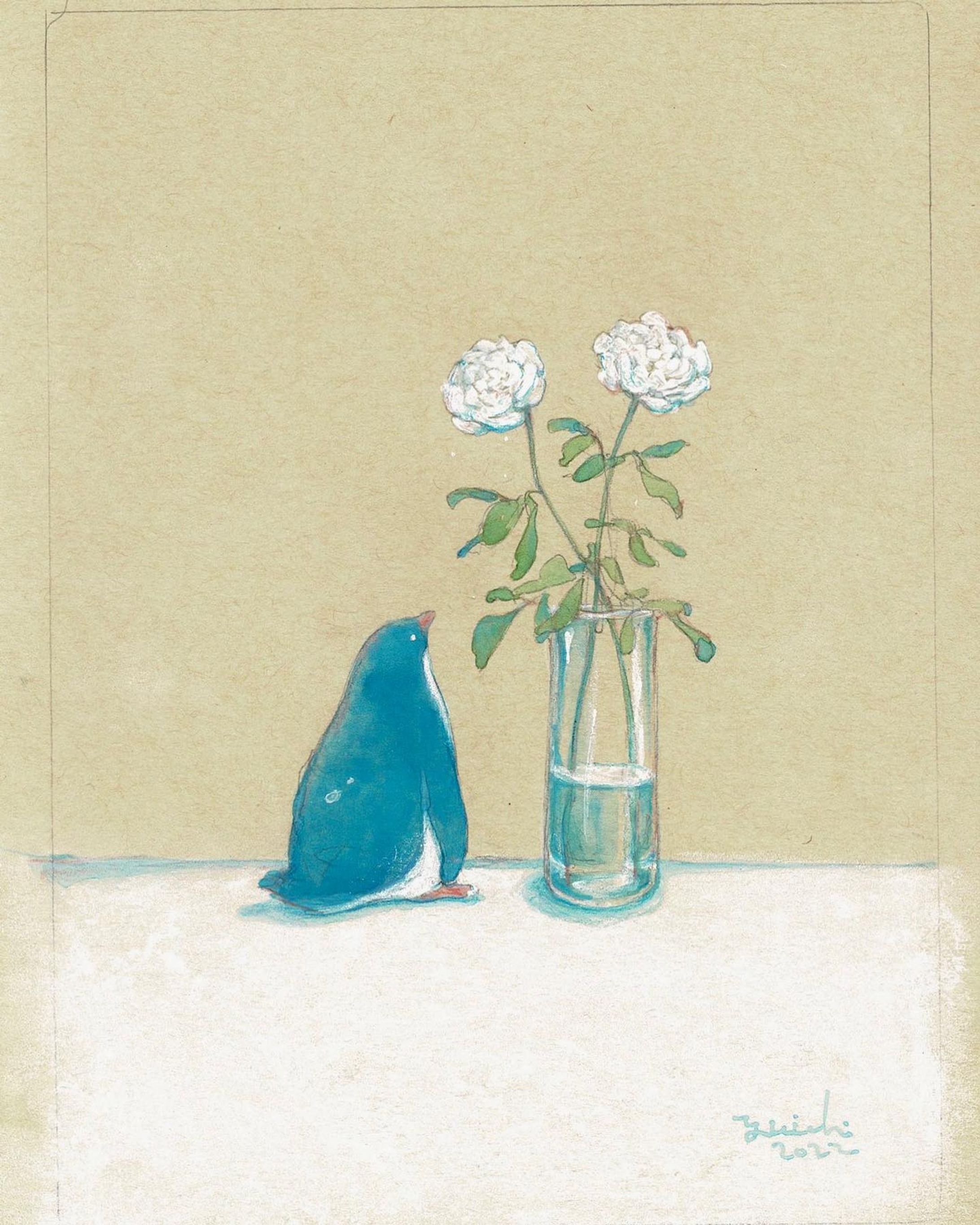 芍薬

#ペンギンと花
#sanoyuichi

#drawing #illustration 
#watercolor #art #pastel
#artwork #instaart #paint
#pengwin #sweets-1