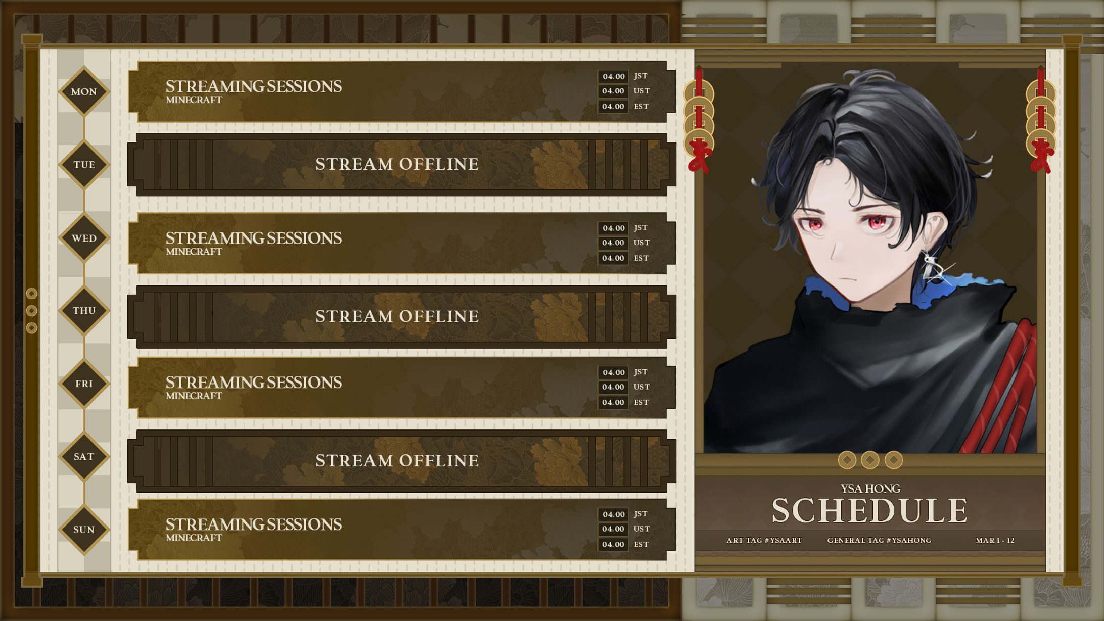 Stream Schedule - YSA Hong-1