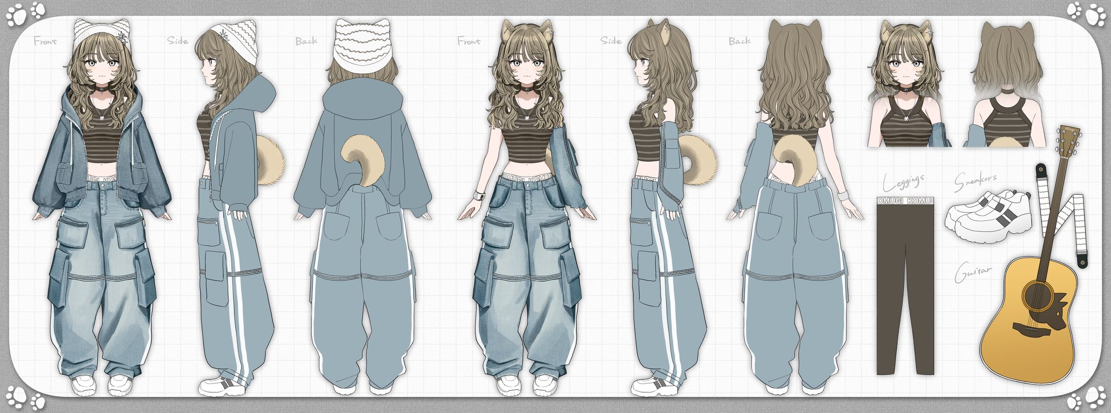 柴田こむぎ様 キャラクターデザイン・三面図-1
