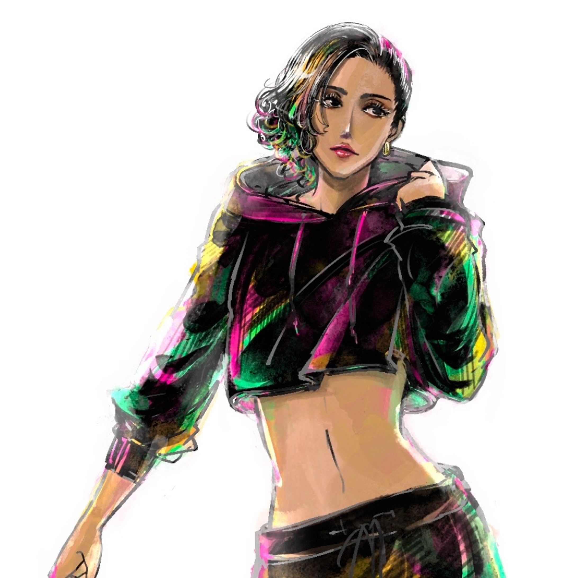 女性イラスト 「POWER」-1