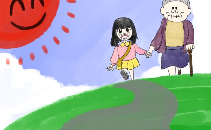 おばあちゃんと散歩