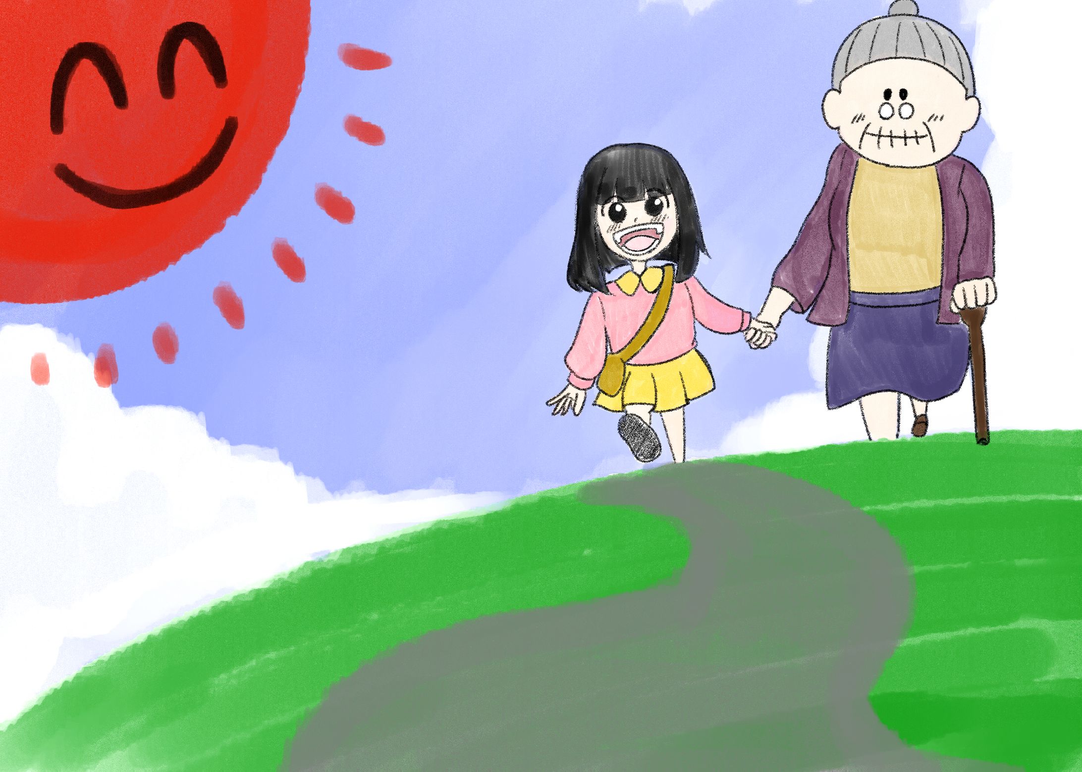 おばあちゃんと散歩-1