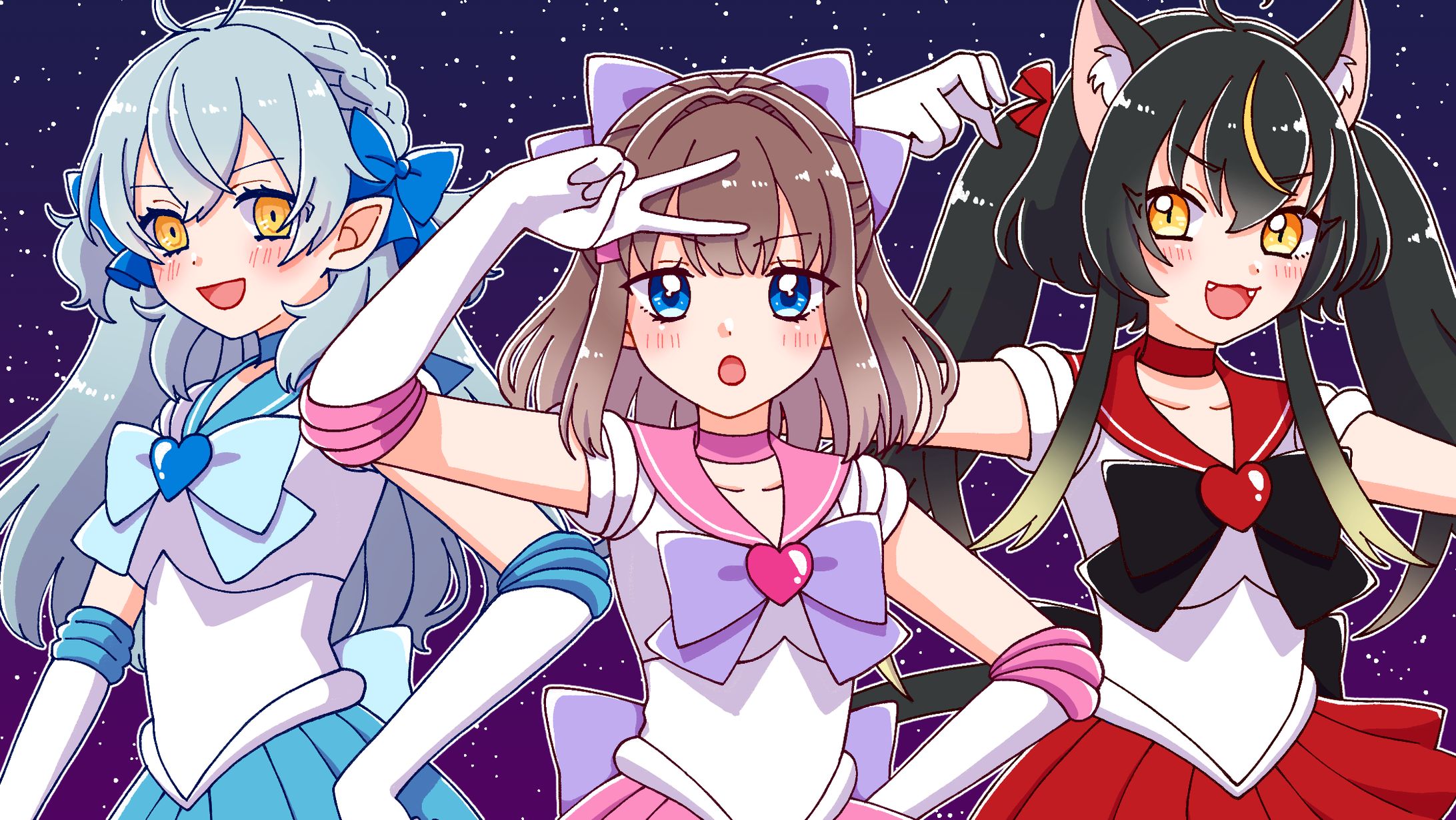 【ﾌﾘｰ】楽曲MVイラスト(MOON PRIDE covered by 亜玖魔サキ,月城セシル,三日月ちゆる)-1