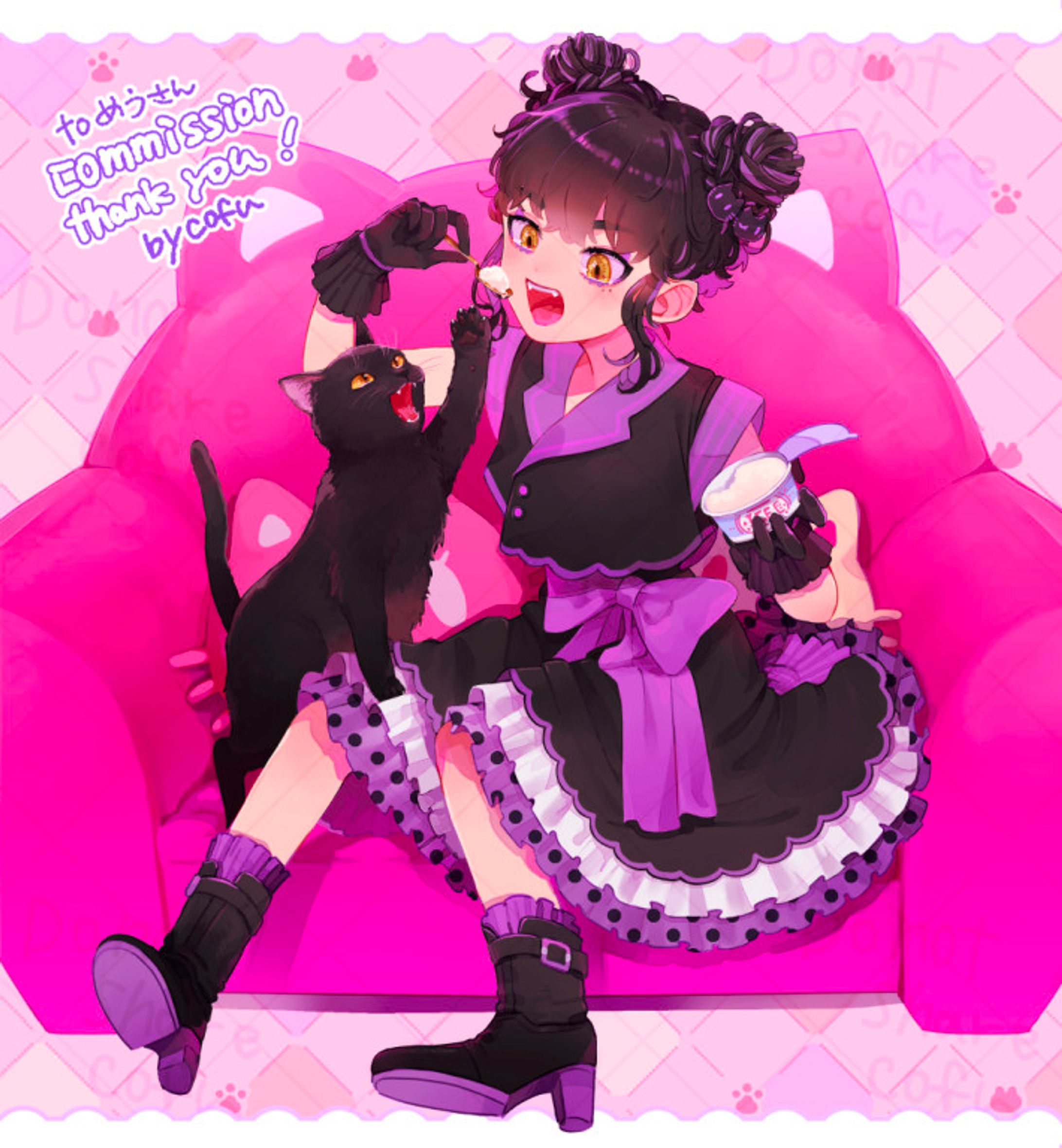 Skeb依頼絵「愛猫と擬人化」-1