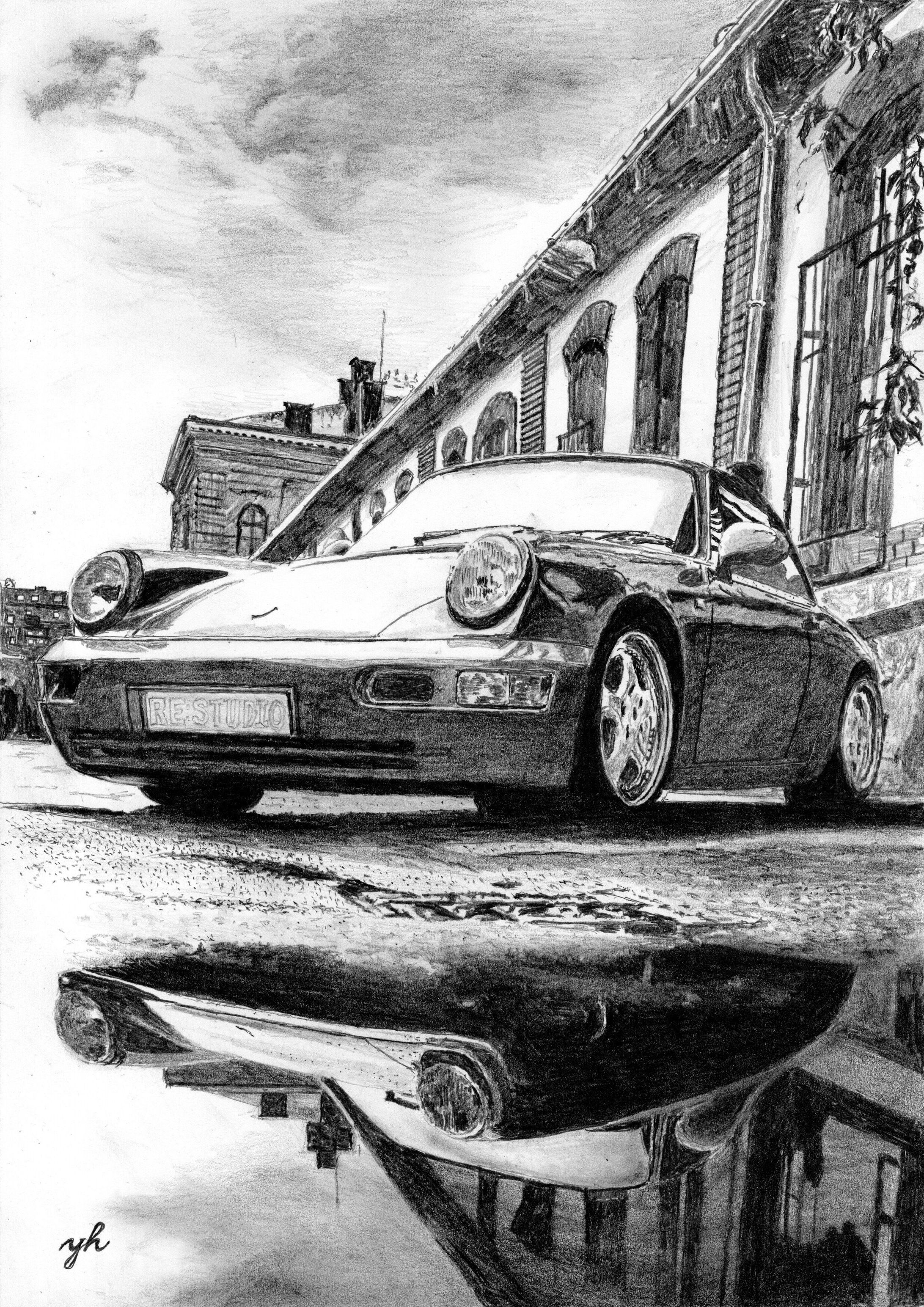 リアル鉛筆画（車）-1