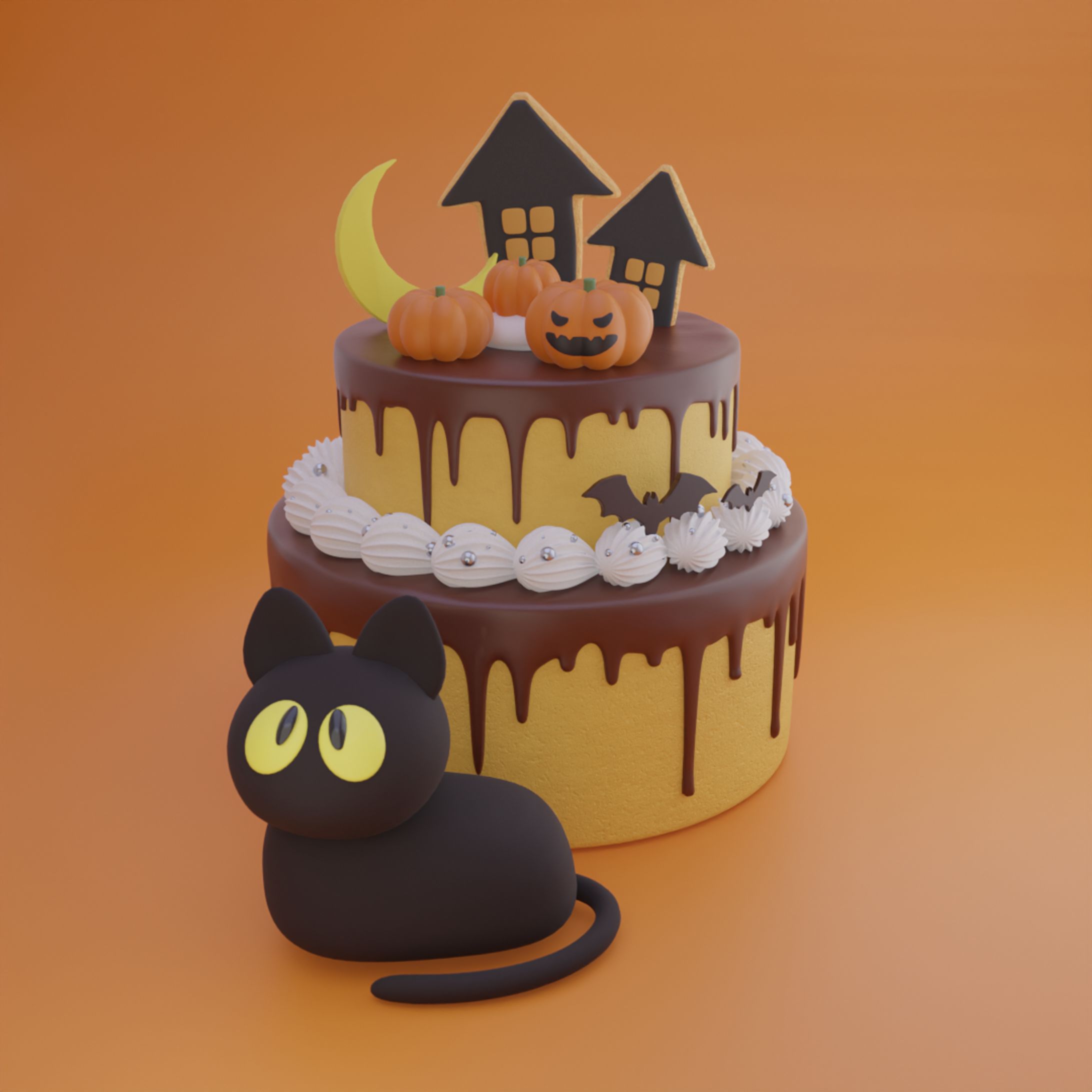 黒猫とかぼちゃのケーキ-1