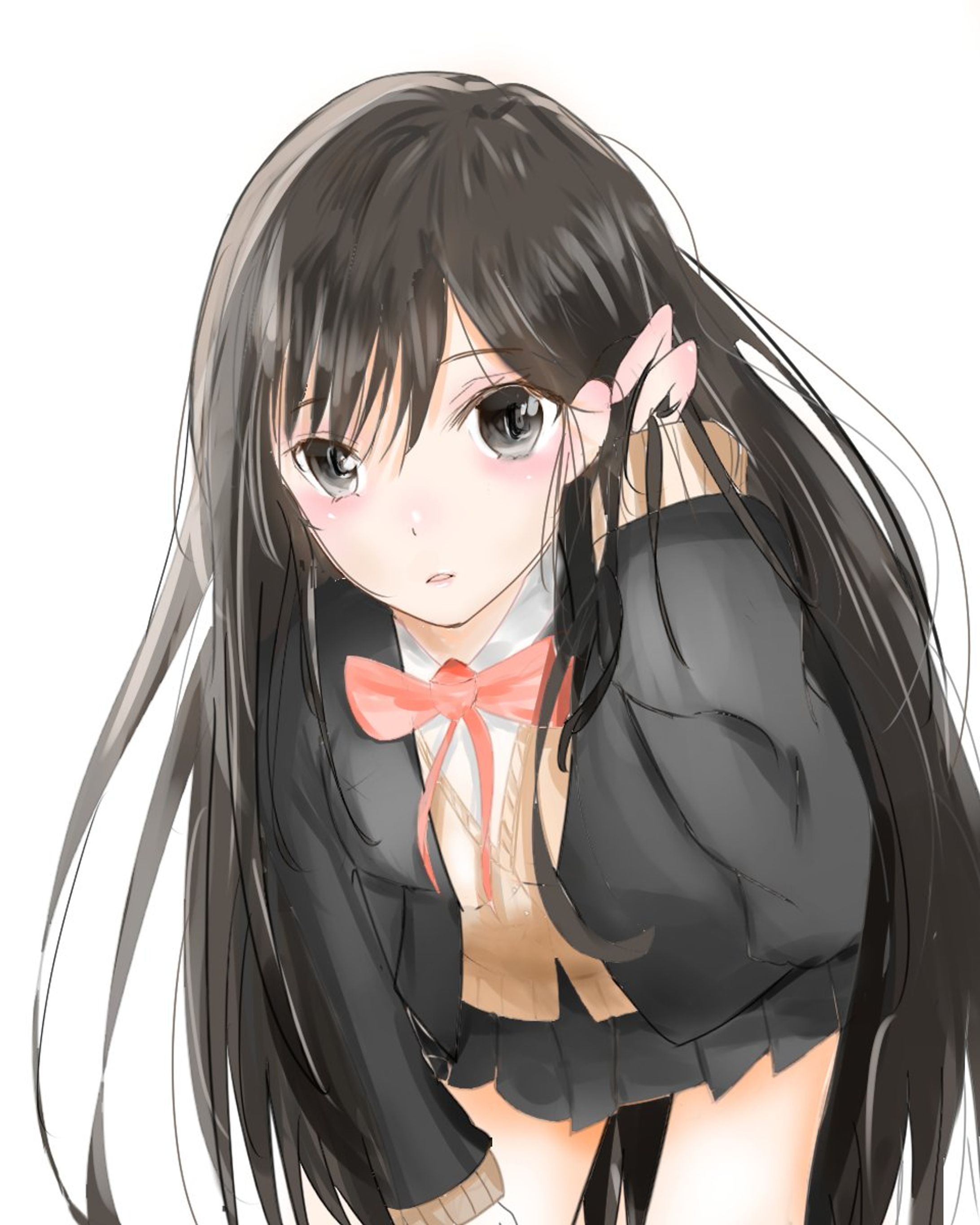 耳に髪をかける仕草-1