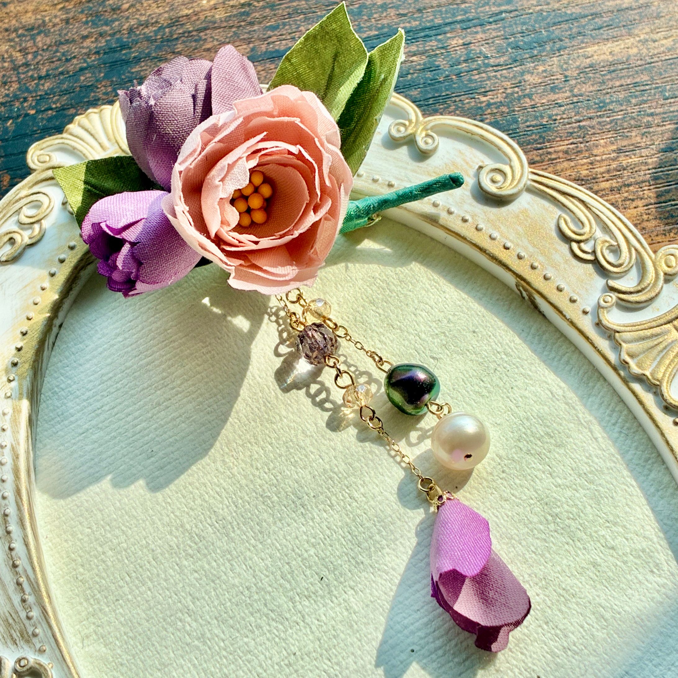 紫のお花ブローチ-1