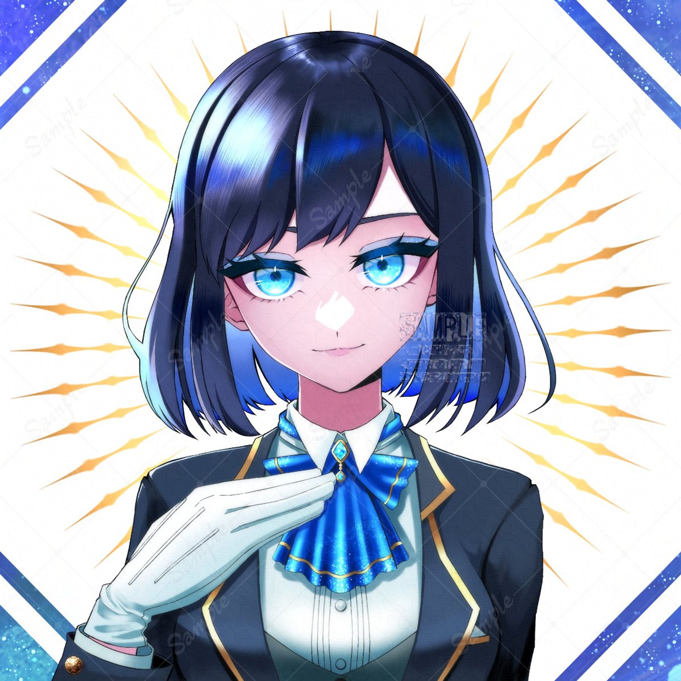 青を基調にした女性のアイコン-1