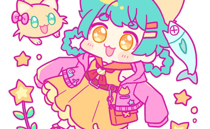 【キャラクターデザイン】猫とキラキラ