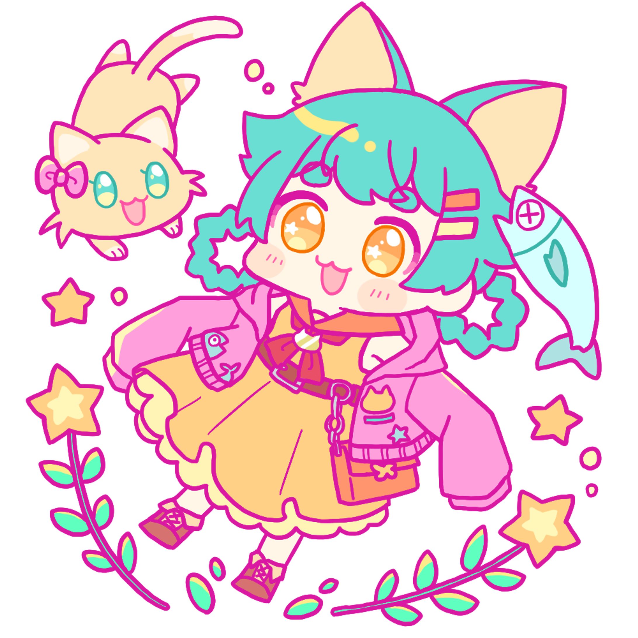 【キャラクターデザイン】猫とキラキラ-1