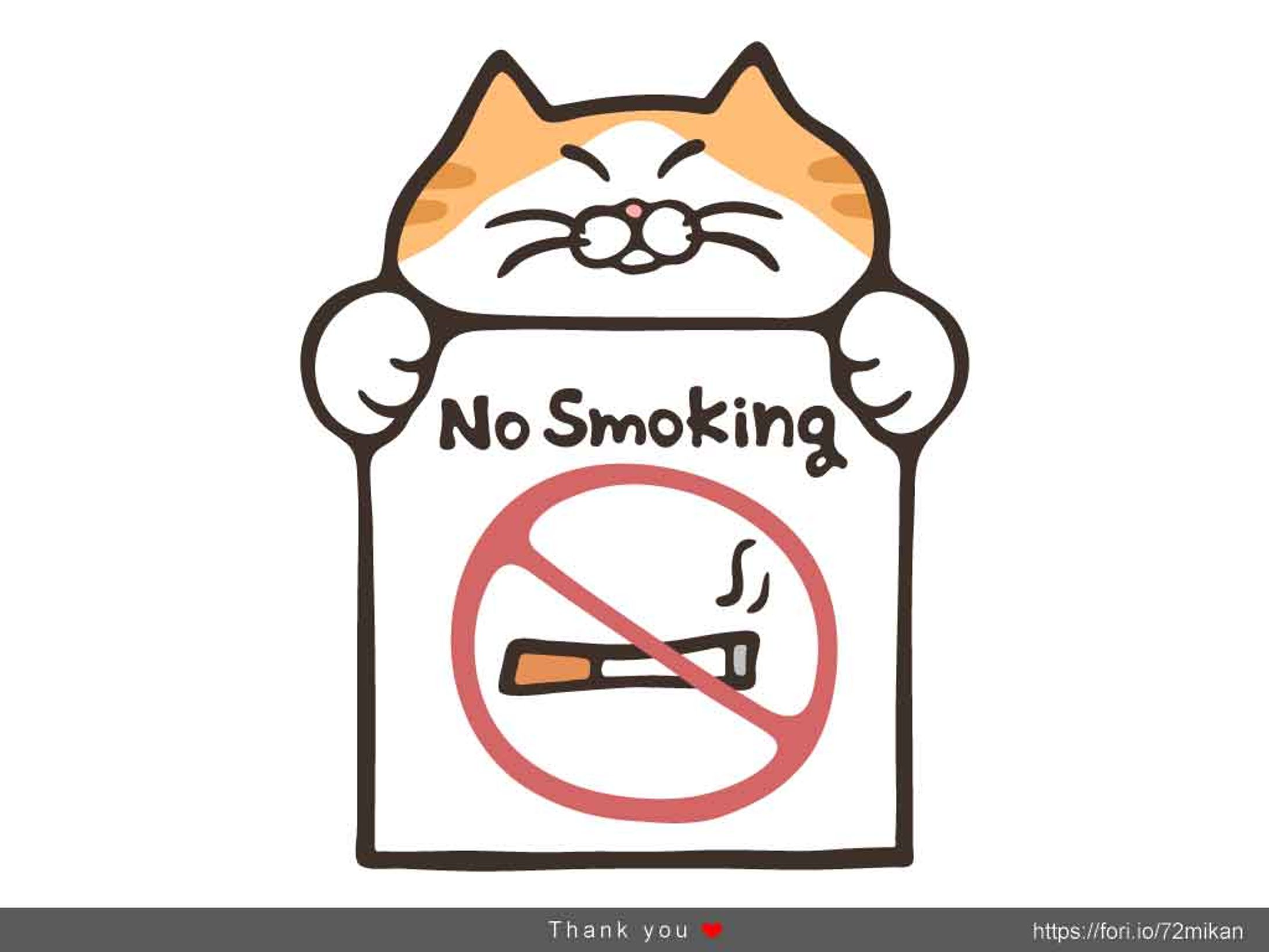 「No Smoking」の看板を持つ猫-1