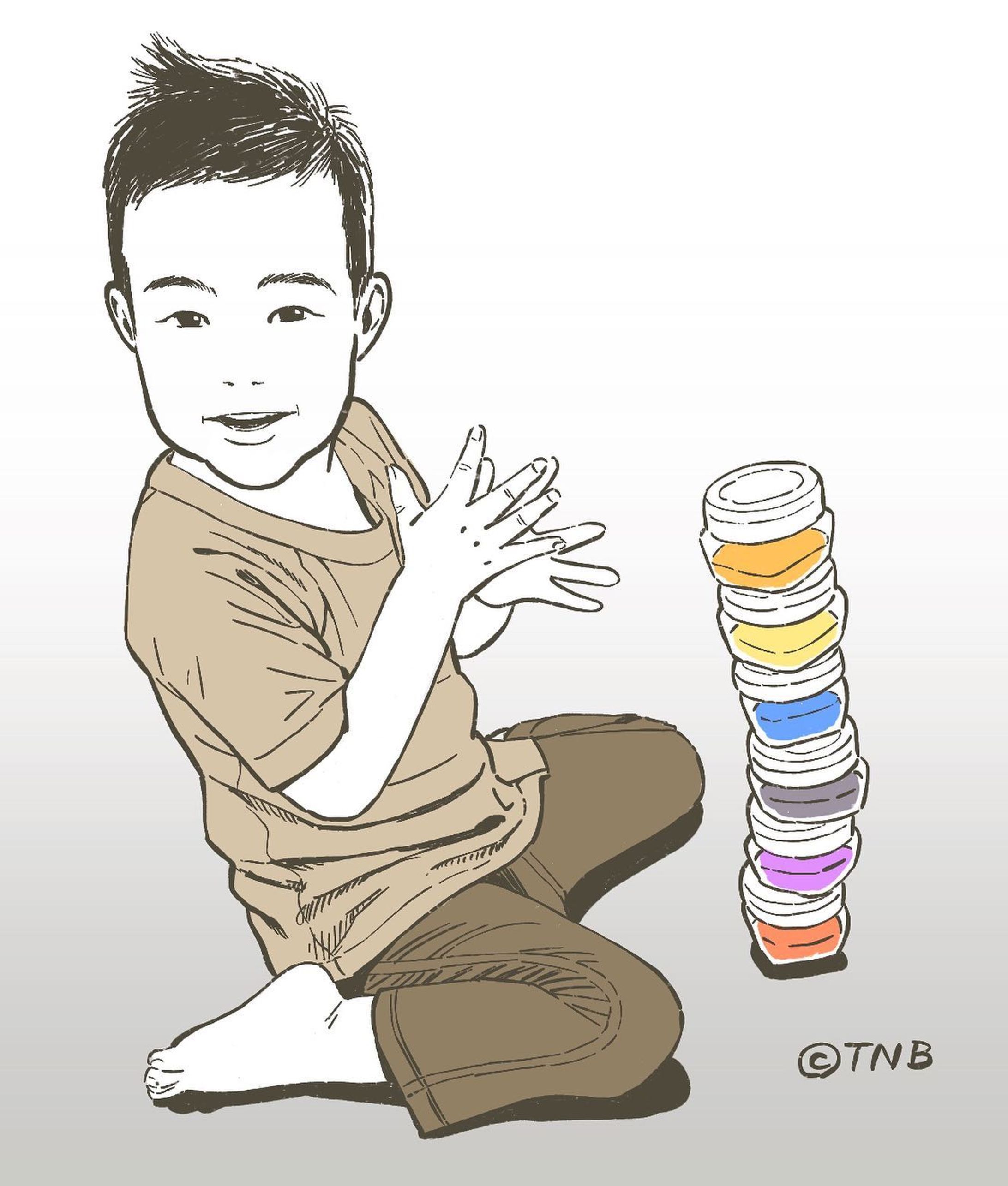 Colorful tower completed‼︎
#うちの息子のポートレイト
#illustration #portrait #boy-1