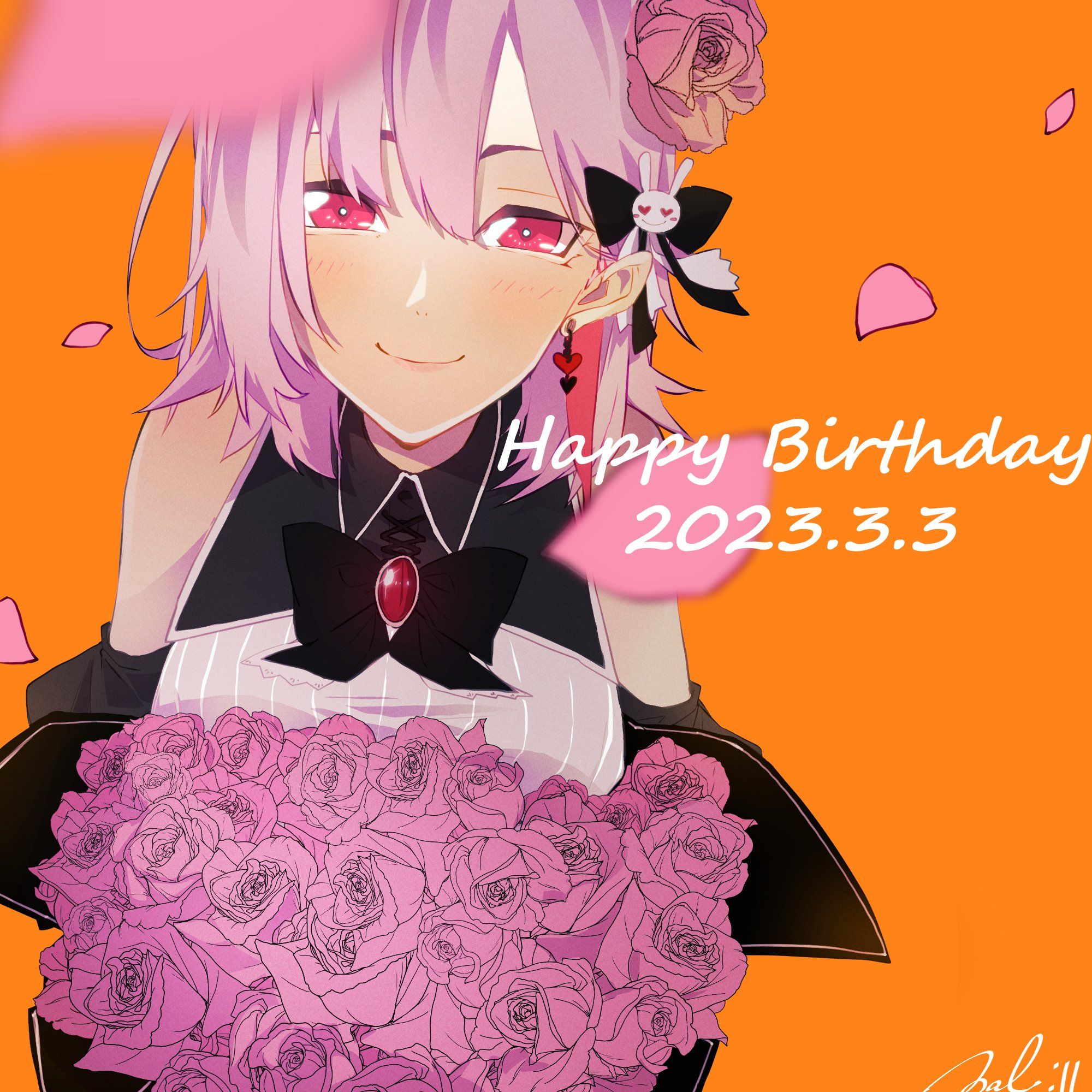 【2月受付分】　① ファンアート　手描きイラスト Yahoo!オークション - オリジナル手描きイラスト 誕生花＜8月27