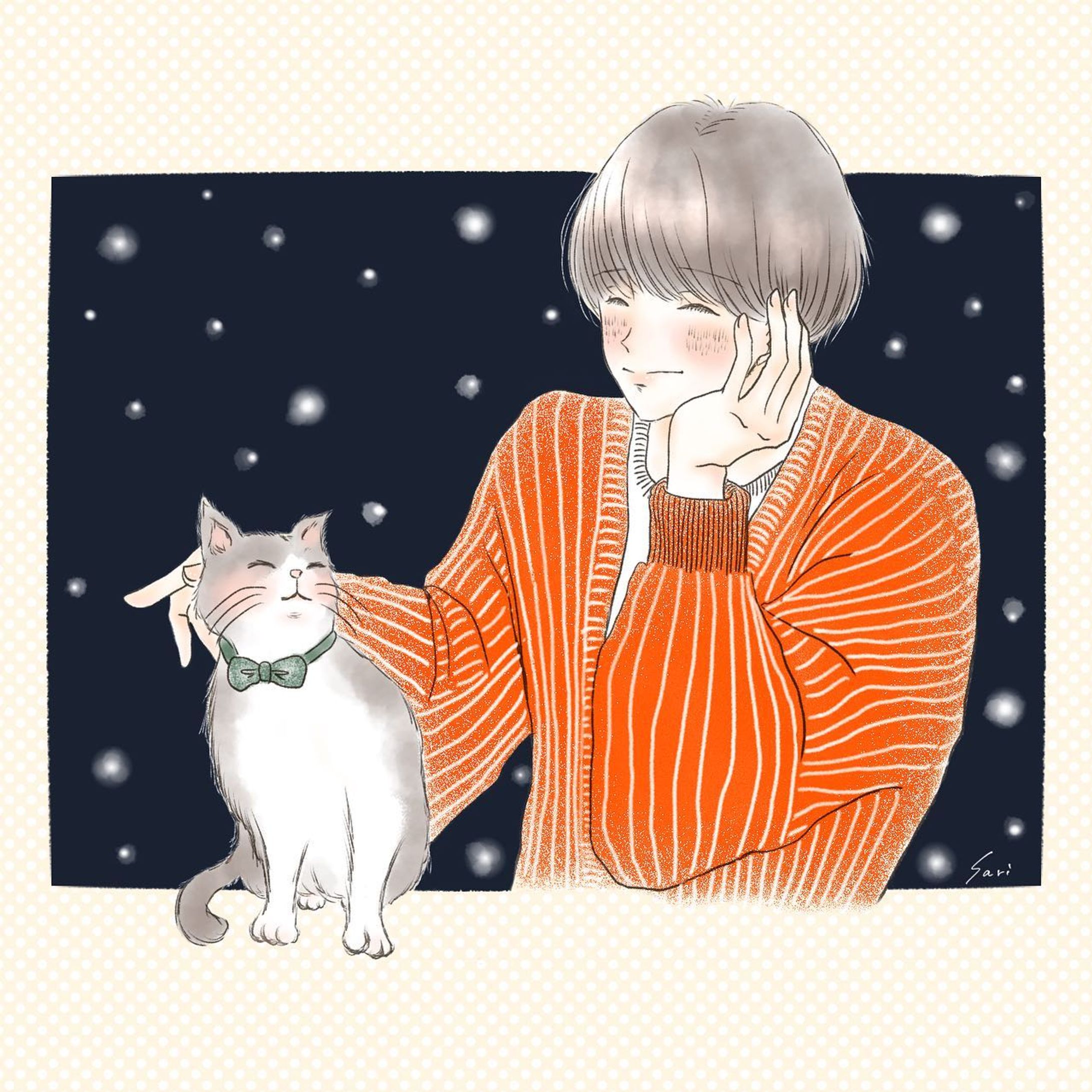 幸せ𓈒◌

軽美術部様コンテスト、

#ほっこりなひととき展 
に参加させて頂きます𓈒◌

『癒し』とか『心の拠り所』って
人それぞれだと思うのですが…
大切ですよね。

私は飼い猫と触れ合ったり
動物の動画見たりして
日々癒されています。

自然とニマニマして
ほっこり幸せなひと時です。

絵はそんな気持ちを込めて描きました。

軽美術部様、今回もステキなお題
有難うございます♪

沢山の中から見つけて下さり有難うございます𓈒◌

#keiviコンテスト

#男の子イラスト 
#創作男子 
#男子イラスト 
#猫のいる暮らし 
#猫好きさんと繋がりたい 
#動物は癒し 
#イラスト 
#illastration 
#絵描き
#漫画好きな人と繋がりたい 
#ほんわかイラスト 
#ほのぼのイラスト 
#可愛い男の子 
#絵描きさんと繋がりたい 
#イラスト好きな人と繋がりたい 
#漫画好きな人と繋がりたい 
#軽美術部 
#軽美術部のみんなでフォローし合おう 
#cjのろりに絵を見てほしい 
#軽美術部 
#anipiccom 
#anipraillustration 
#creatorsfile
@lantana.official0-1