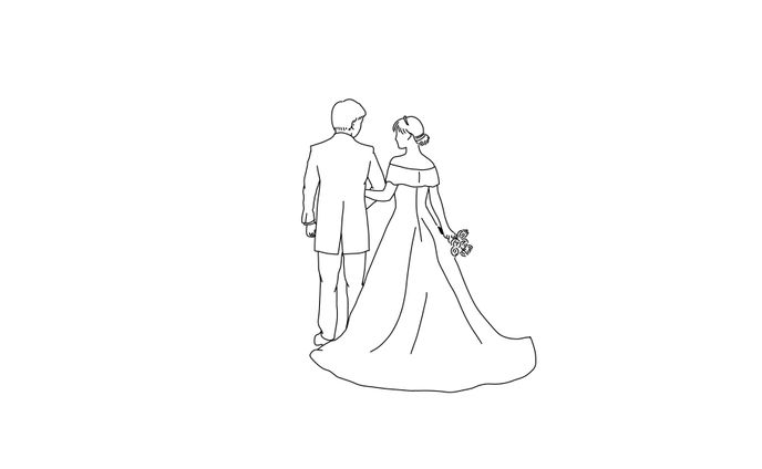 友人の結婚式線画イラスト