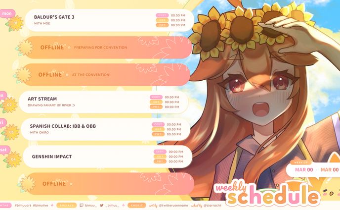 Bimu - Schedule