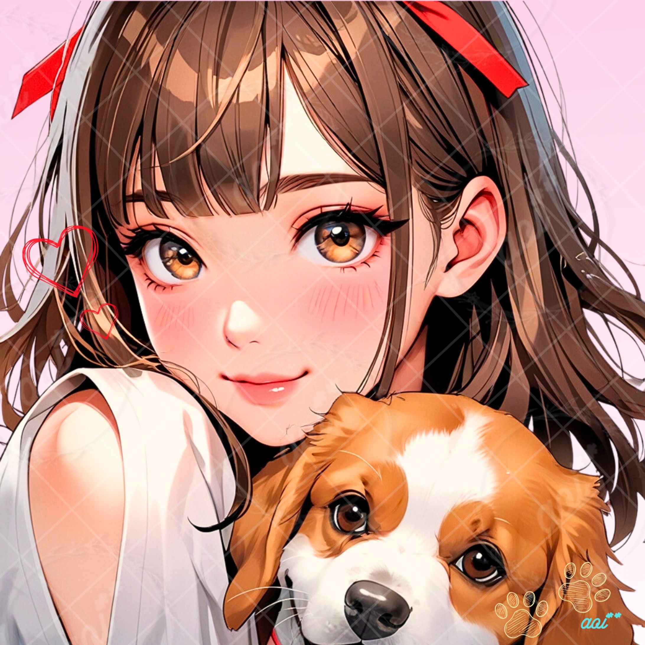 女の子と子犬-1