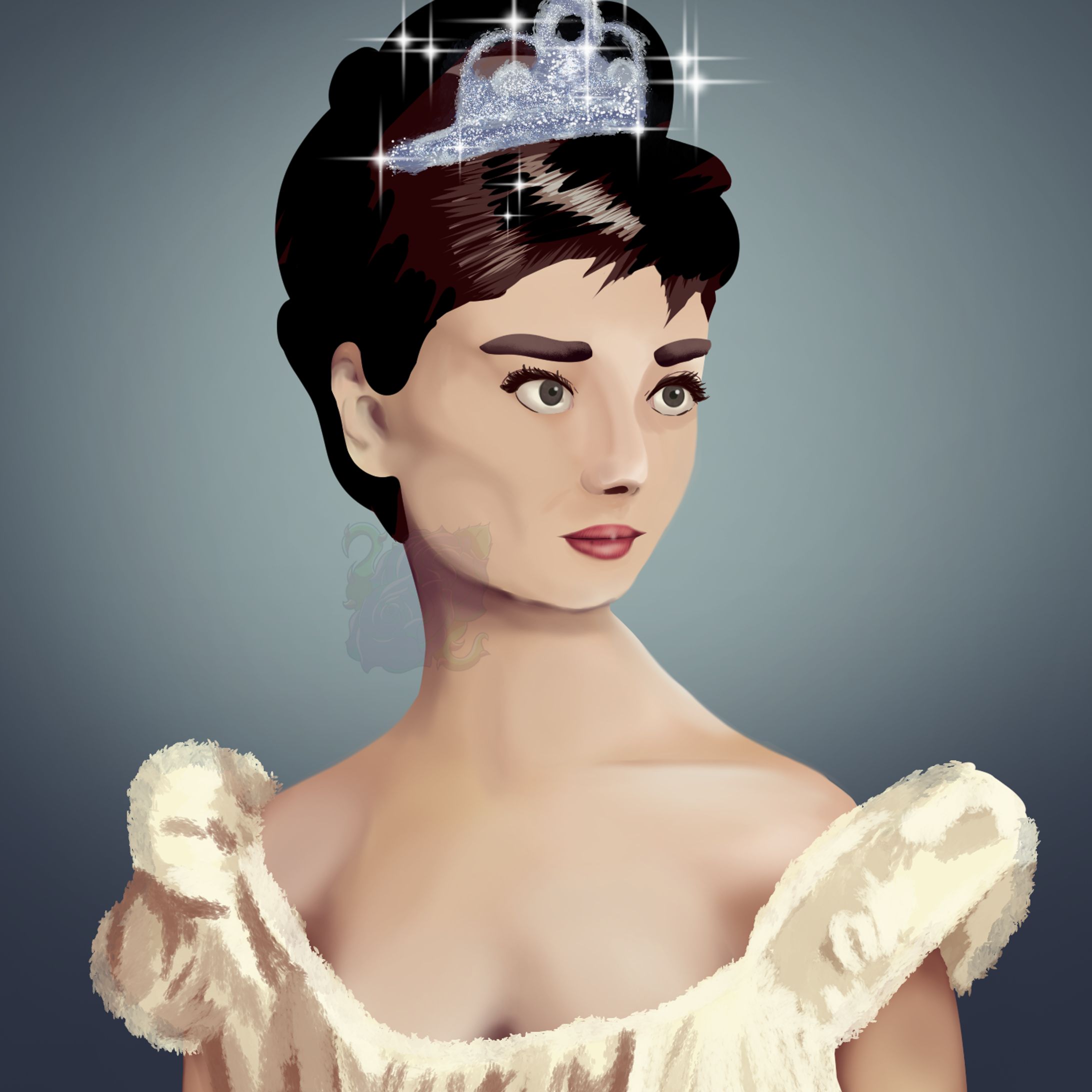 【イラスト】女王様のオードリー・ヘップバーン-1