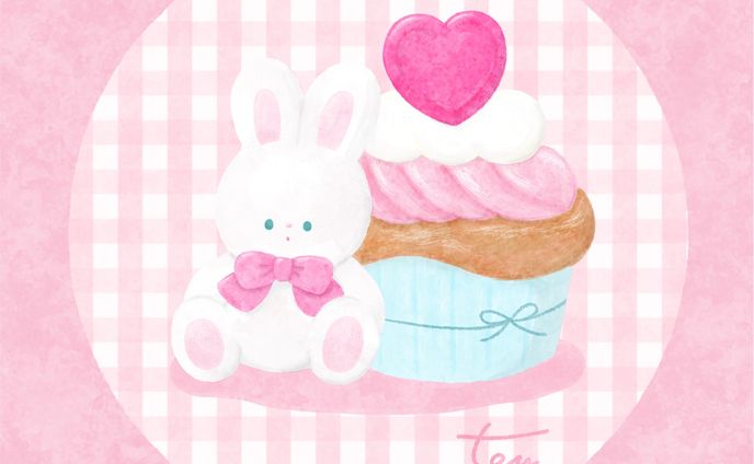 うさぎとカップケーキ