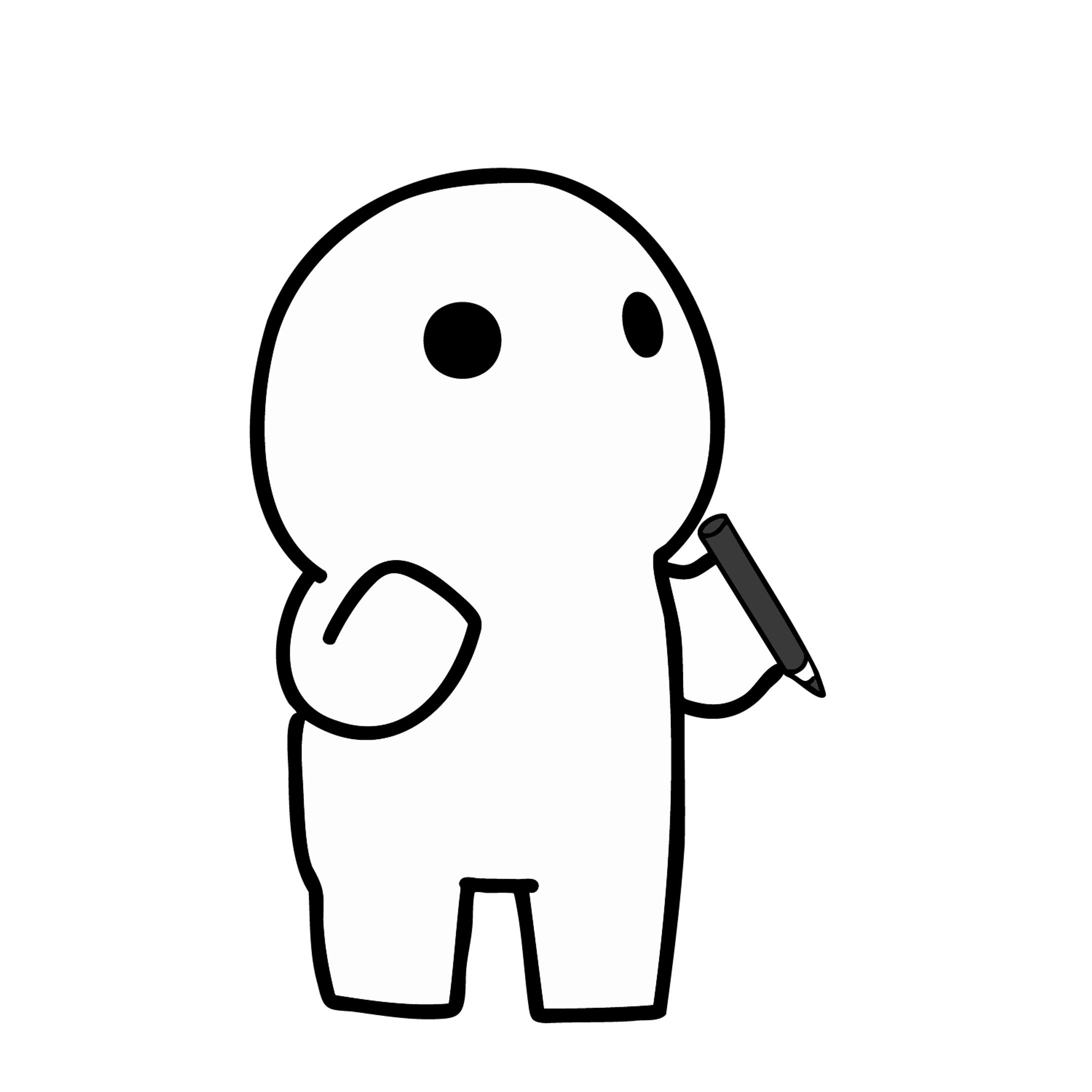 ペンを持って見上げる-1