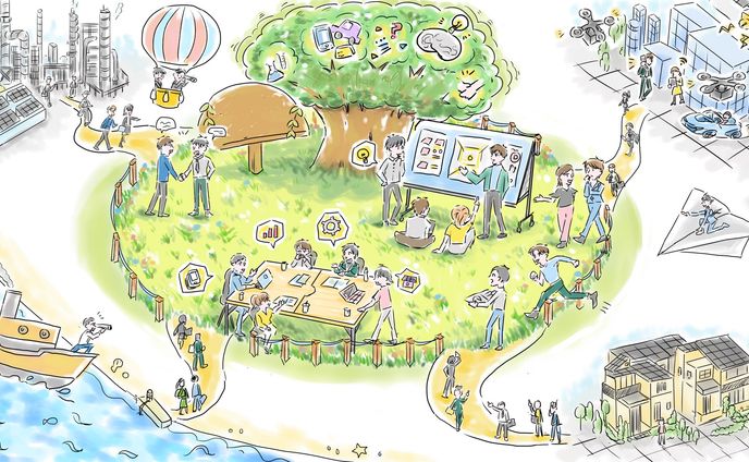 社内の仕組みの図解イラスト