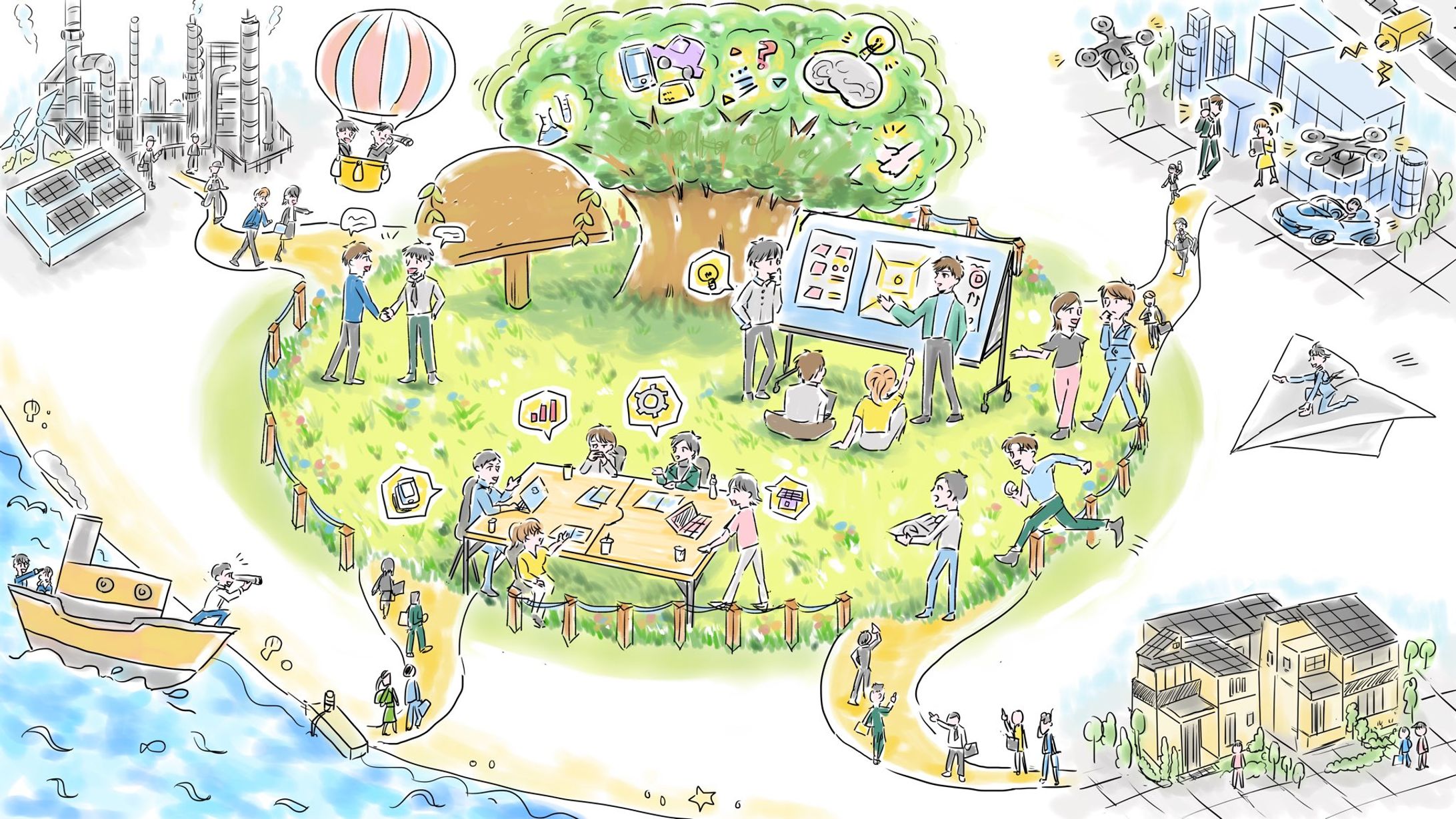 社内の仕組みの図解イラスト-1