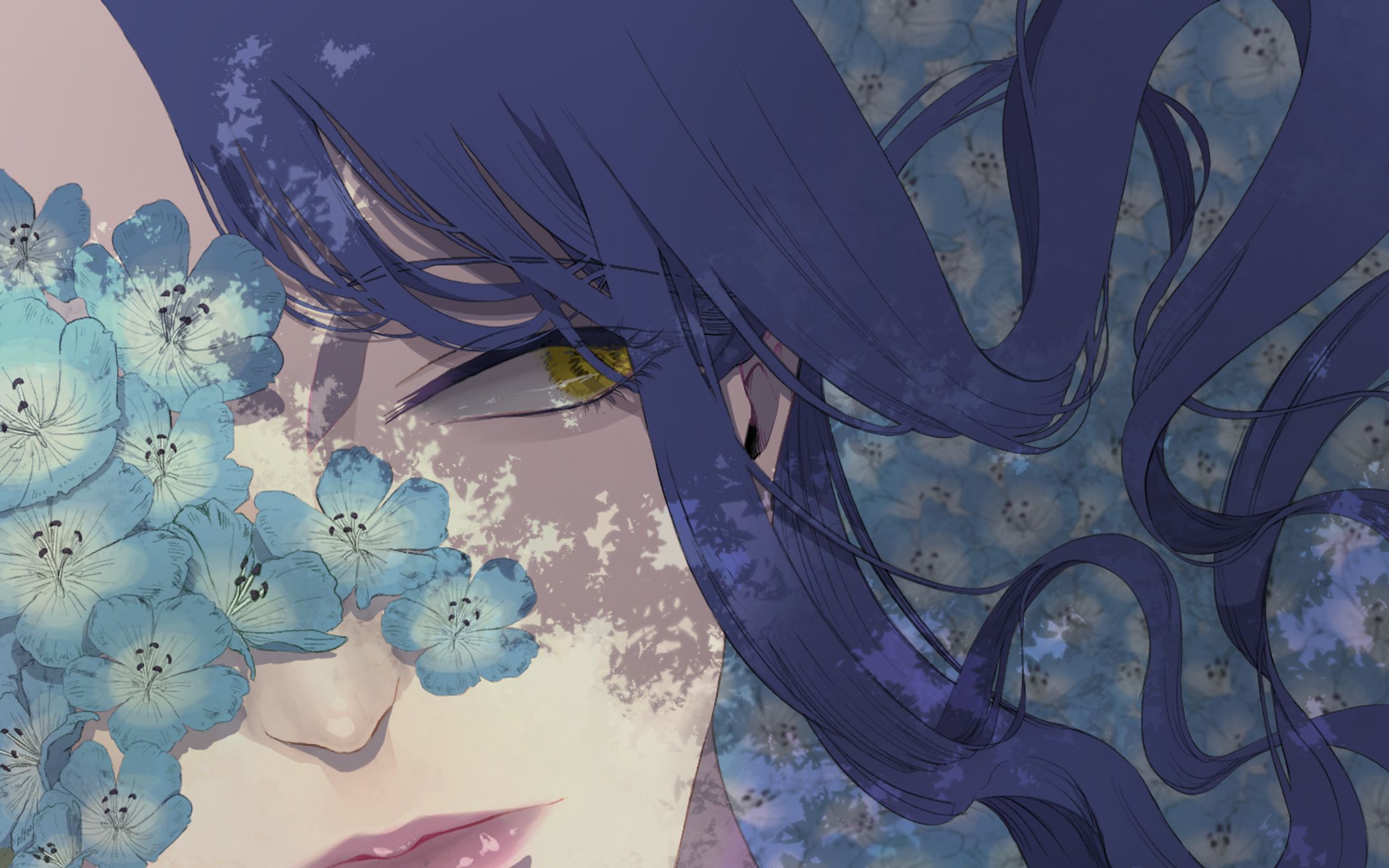 ネモフィラ人物背景イラスト-1