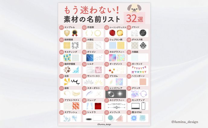 【図解】 素材の名前リスト32選