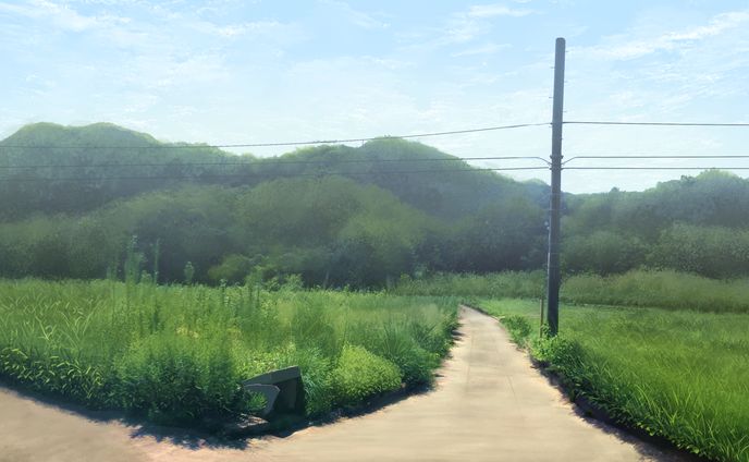 背景差分 田舎道 朝