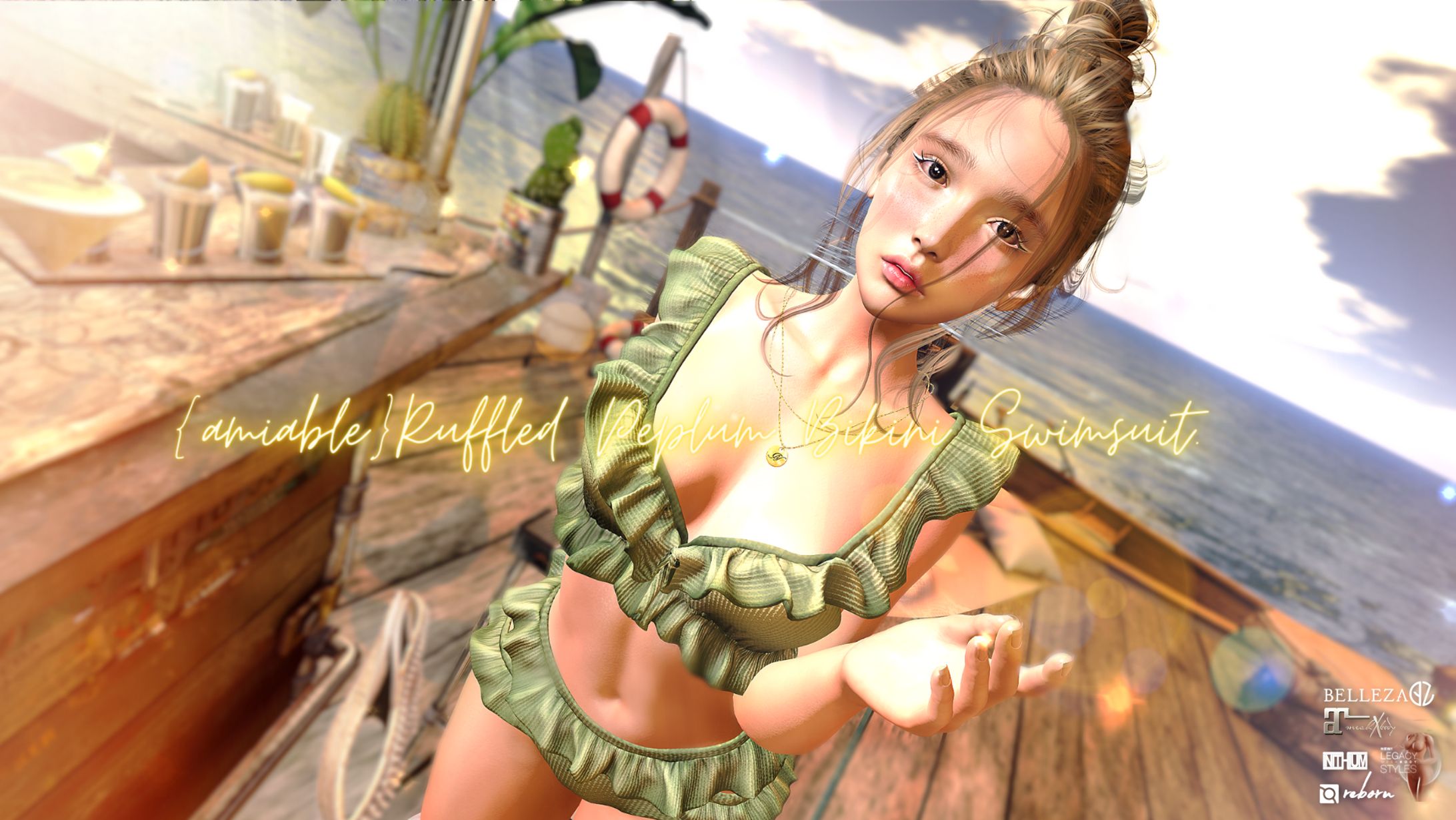 {amiable}Ruffled Peplum Bikini SwimSuit@Summerfest '24(50%OFF SALE).-1