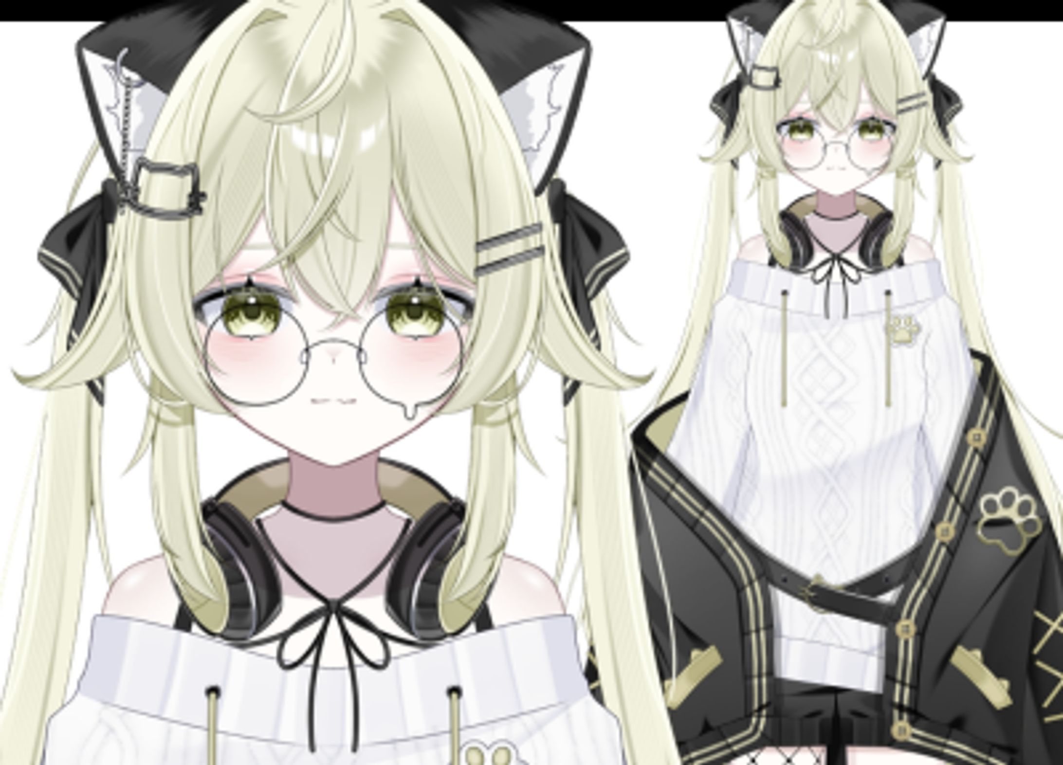 黒猫ツインテちゃん/パーツ分けイラスト-1
