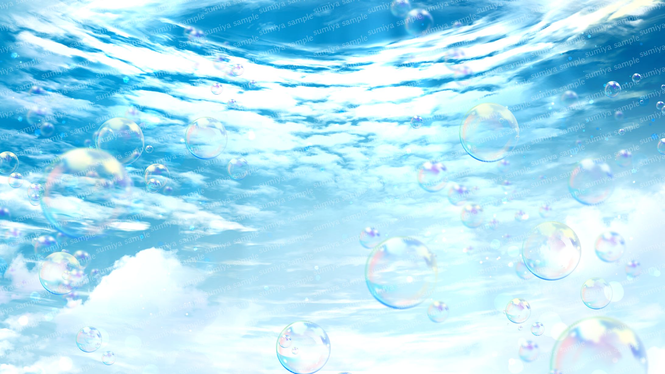 空とシャボン玉　背景イラスト-1