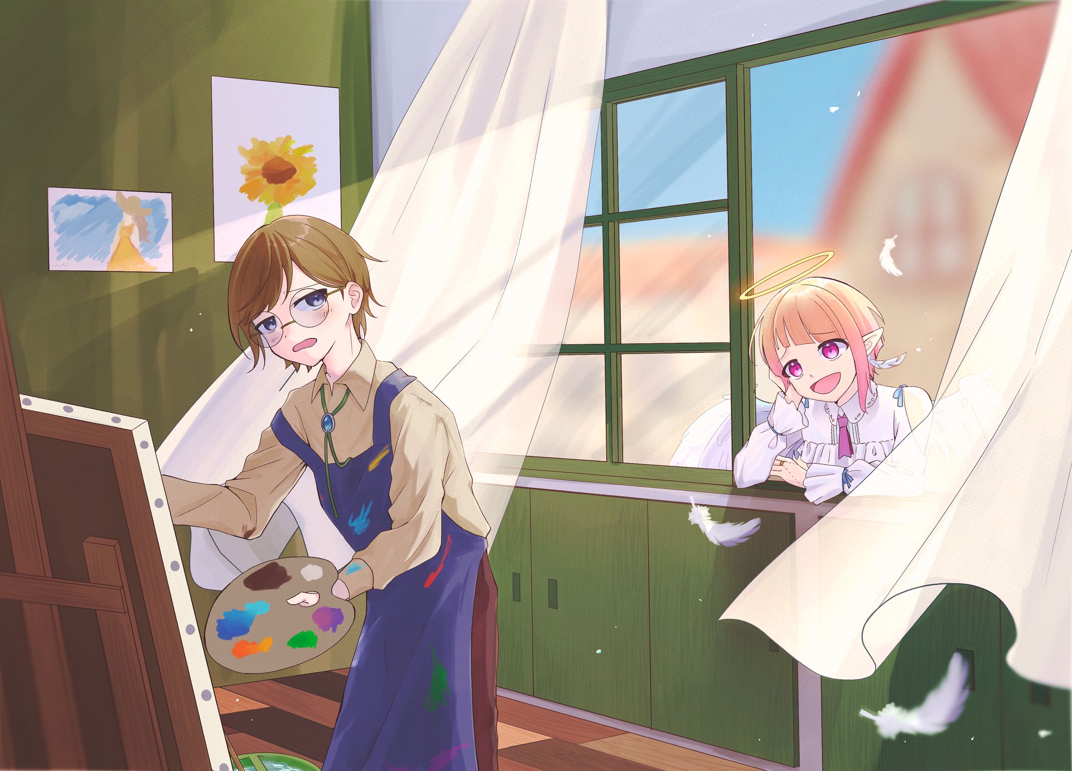 オリジナルキャラクターイラスト　天使と絵描き-1