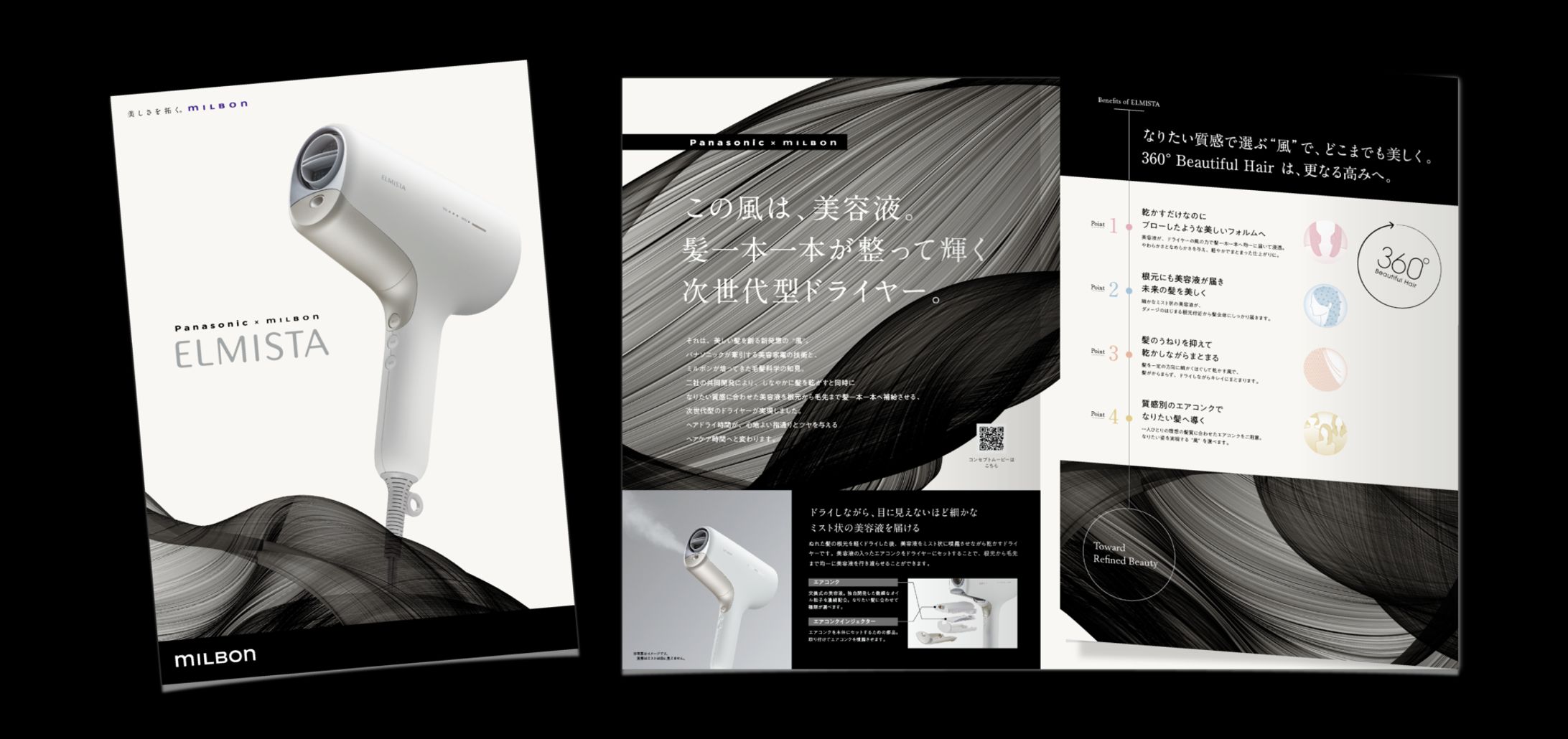Panasonic x Milbon ELMISTA ドライヤー ミルボン×パナソニック、美容液を微細化して噴霧するヘアー