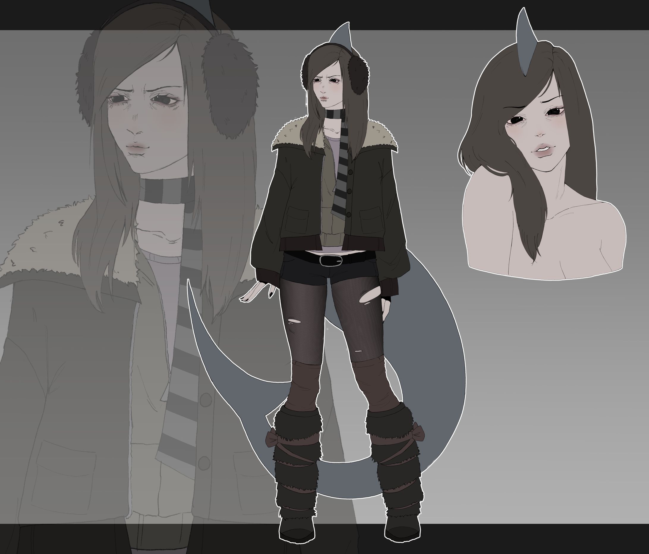 Flat colored lineart - Character design Commission-1