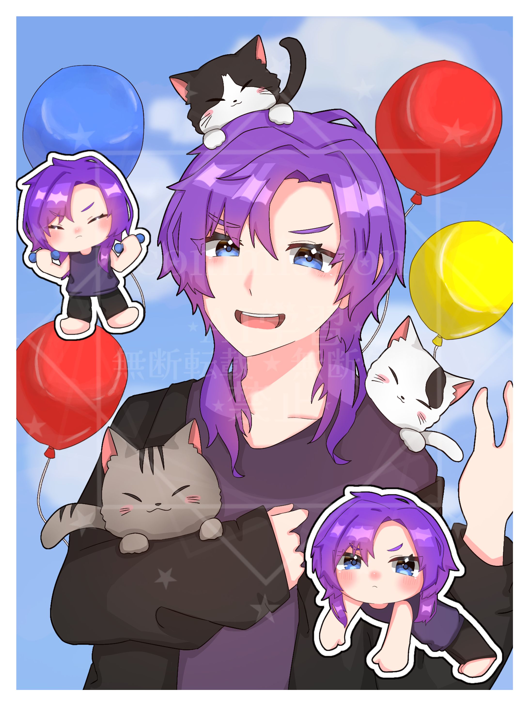 等身胸上+小物+ちびキャラ全身+背景あり-1