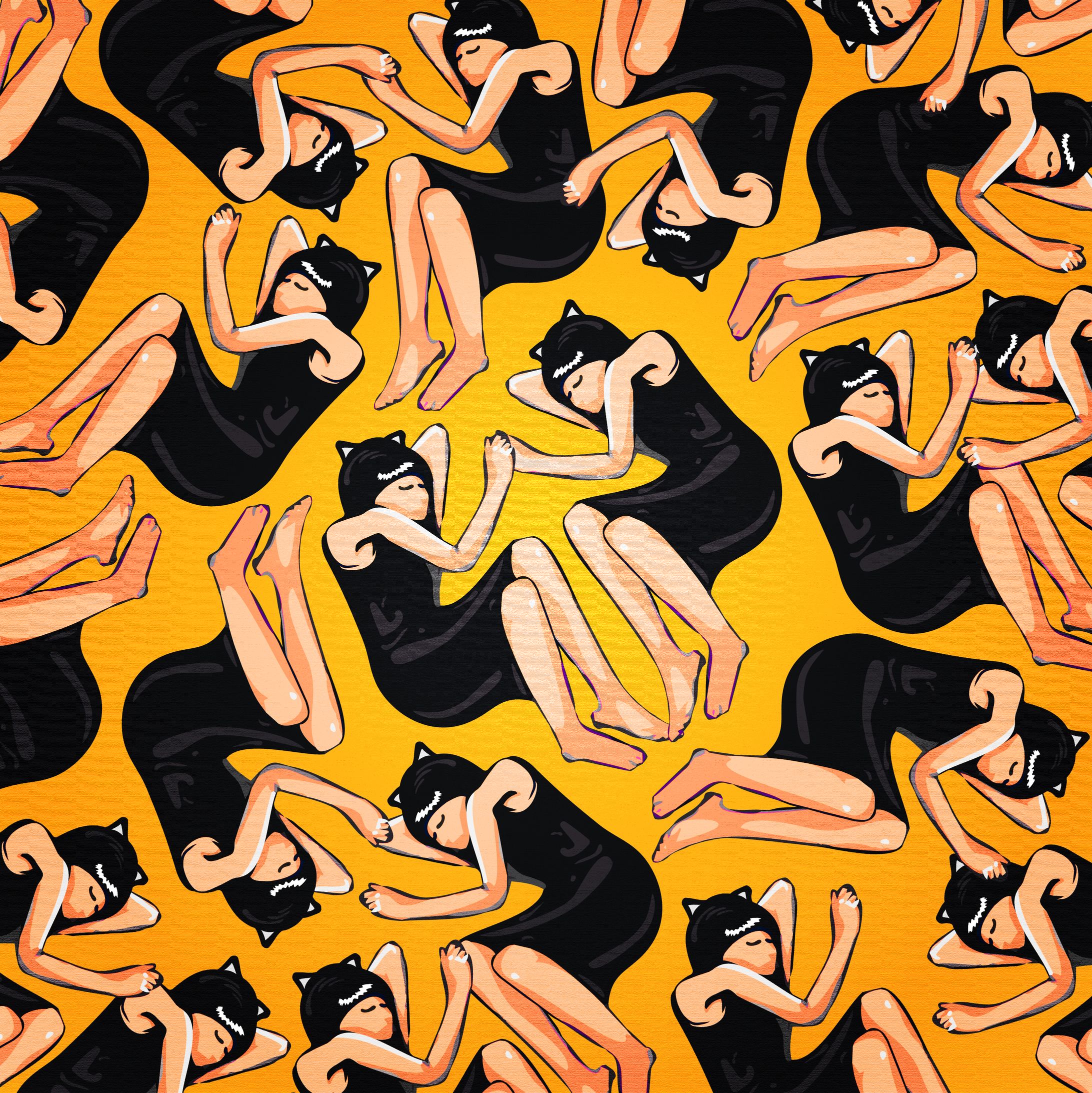 【作品】「コタツの中の猫」(売約済)-1