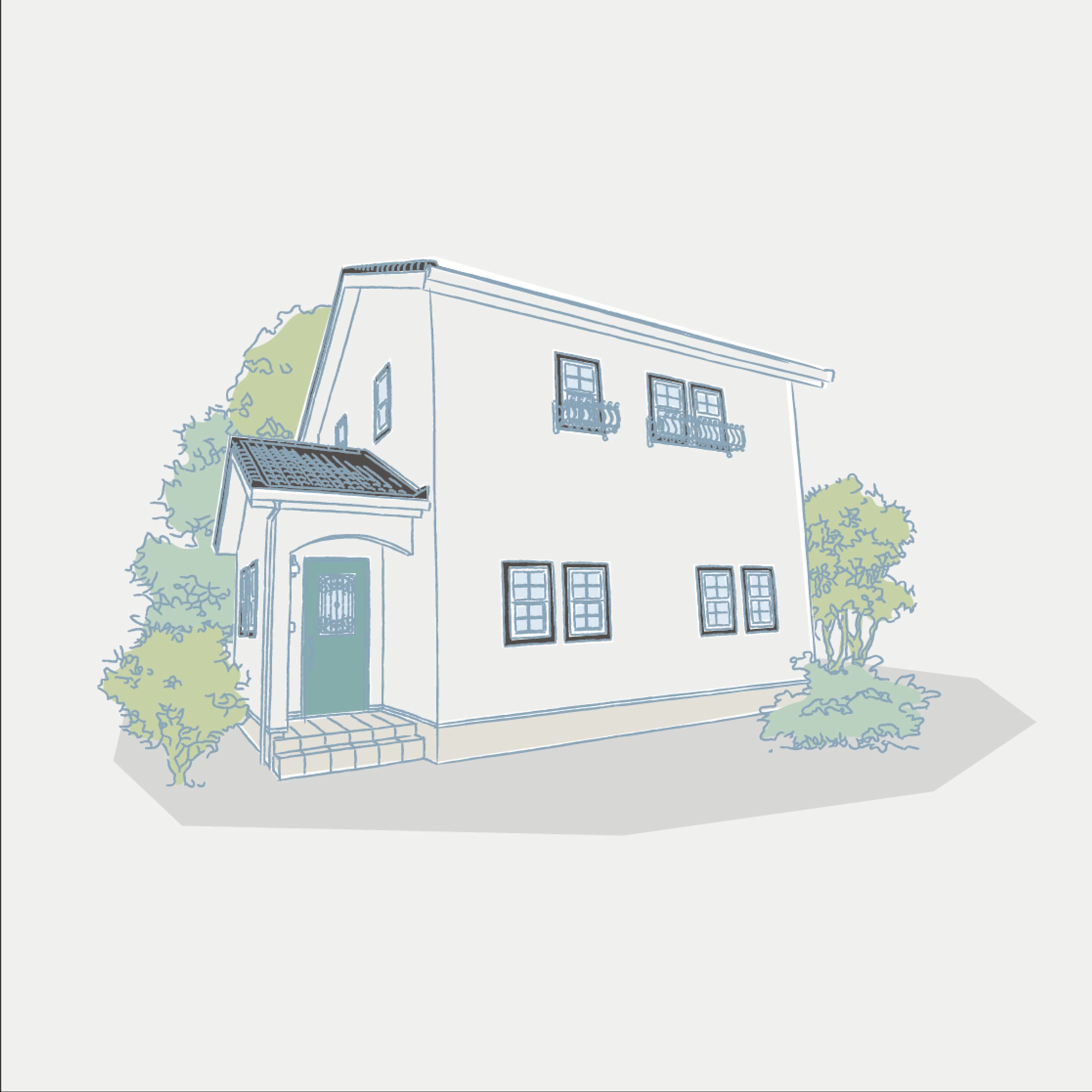 店舗掲示タペストリー用 外観パースイラスト制作 ｜ 住宅メーカーD社-1