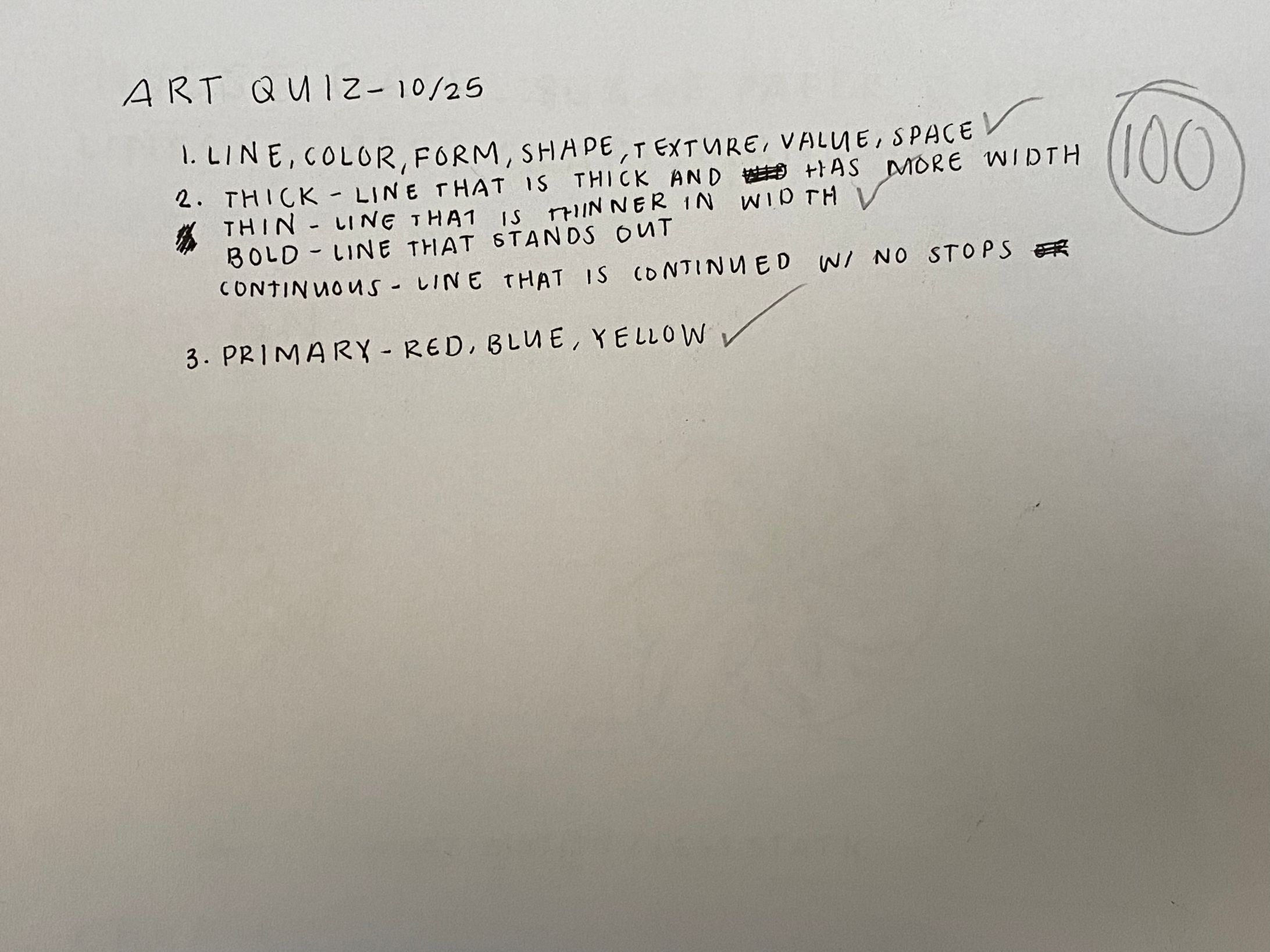 Art Quiz: Elements of Art - 10/25-1