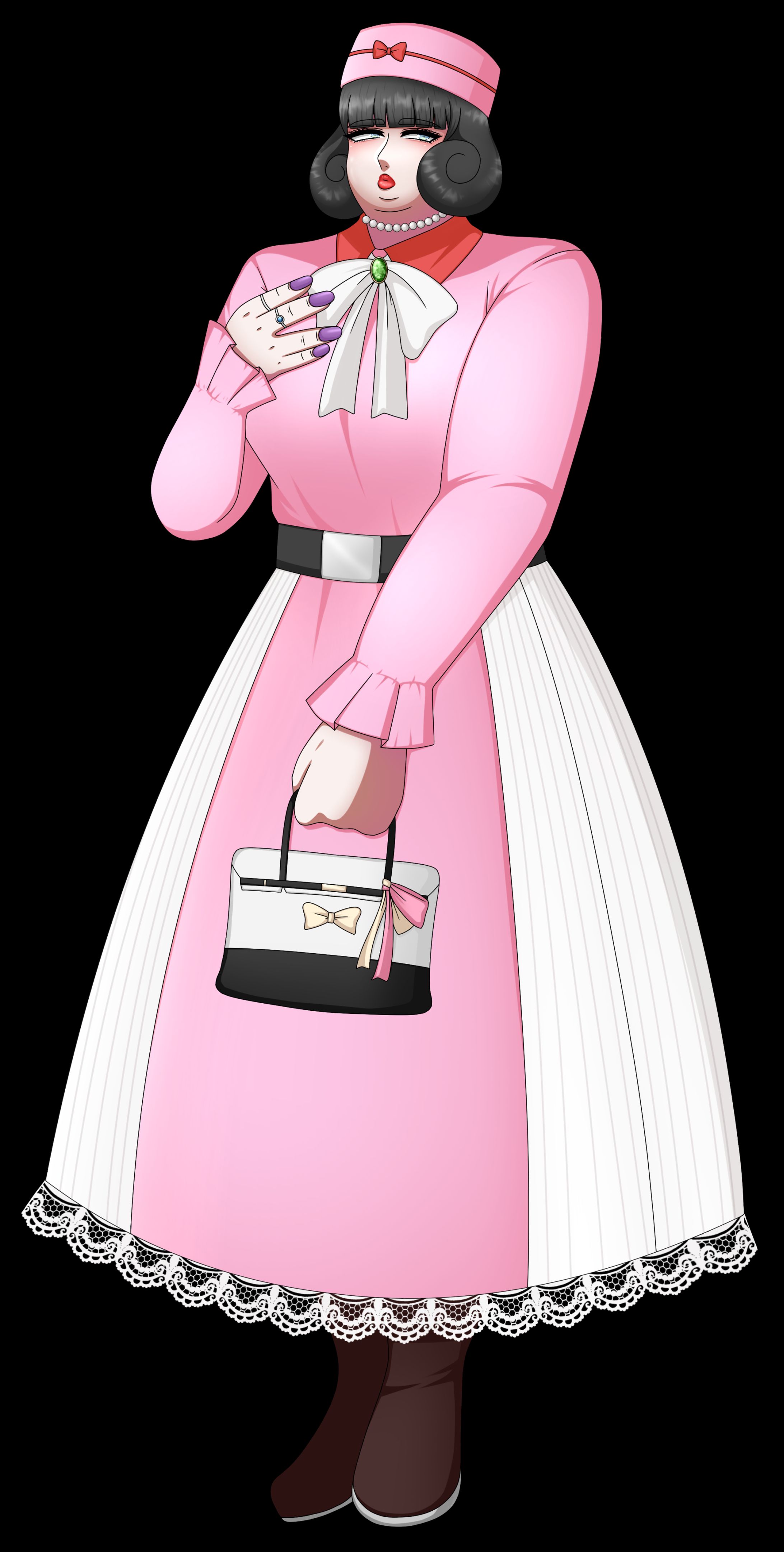 ピンクゴージャスな女性の立ち絵-1