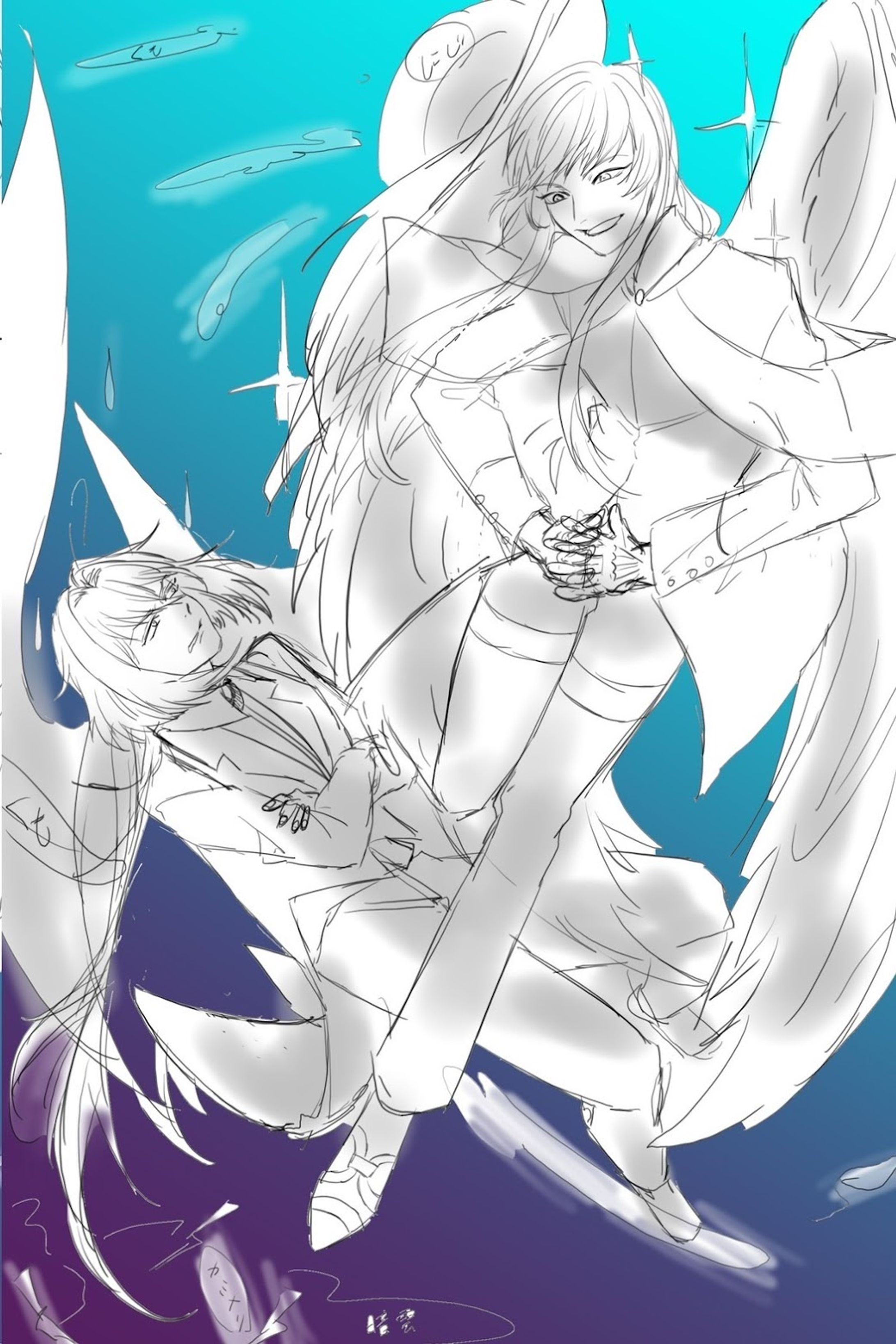 ご依頼イラスト 下書き～線画～完成品-1
