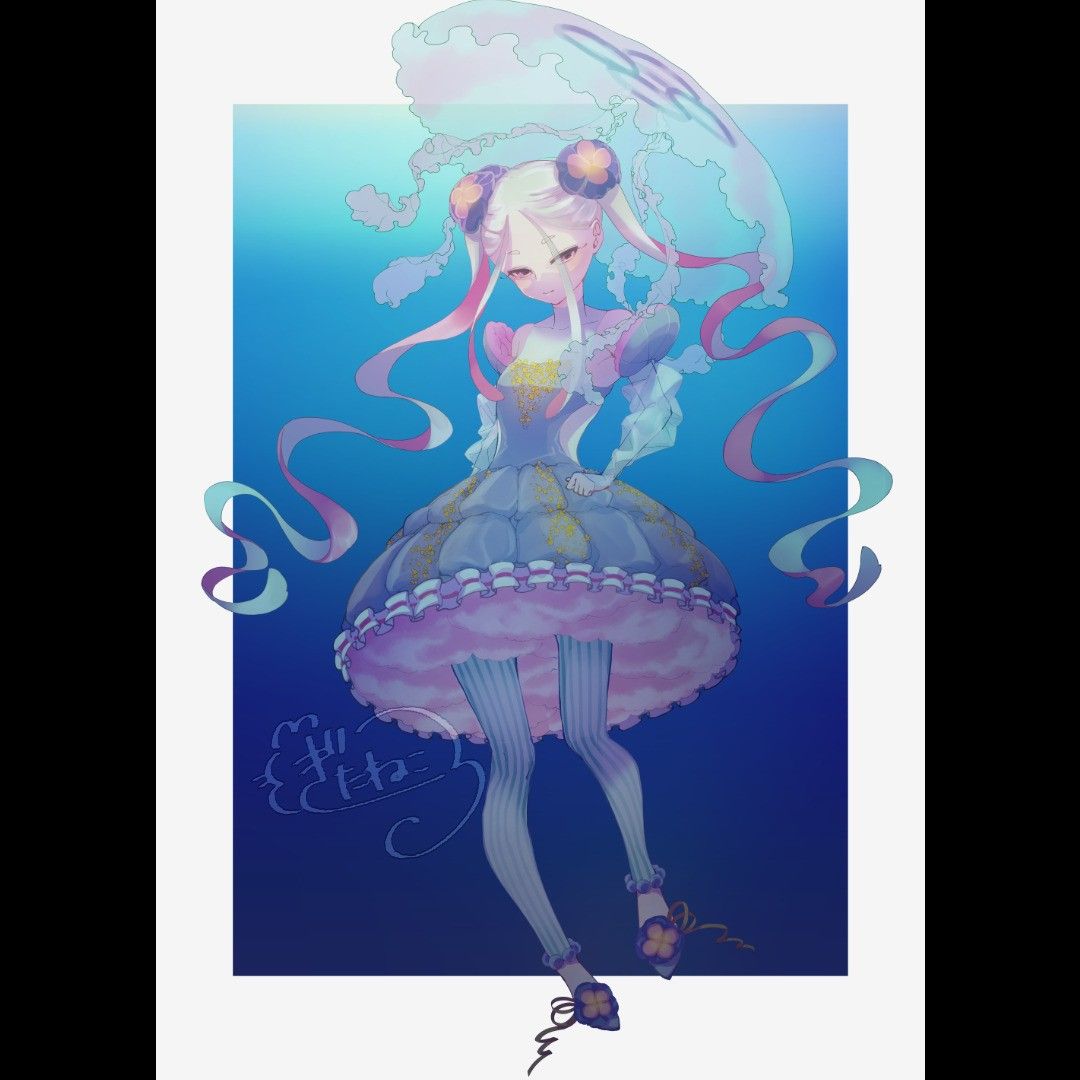 ミズクラゲちゃん🐾 #イラスト #illustration #女の子イラスト