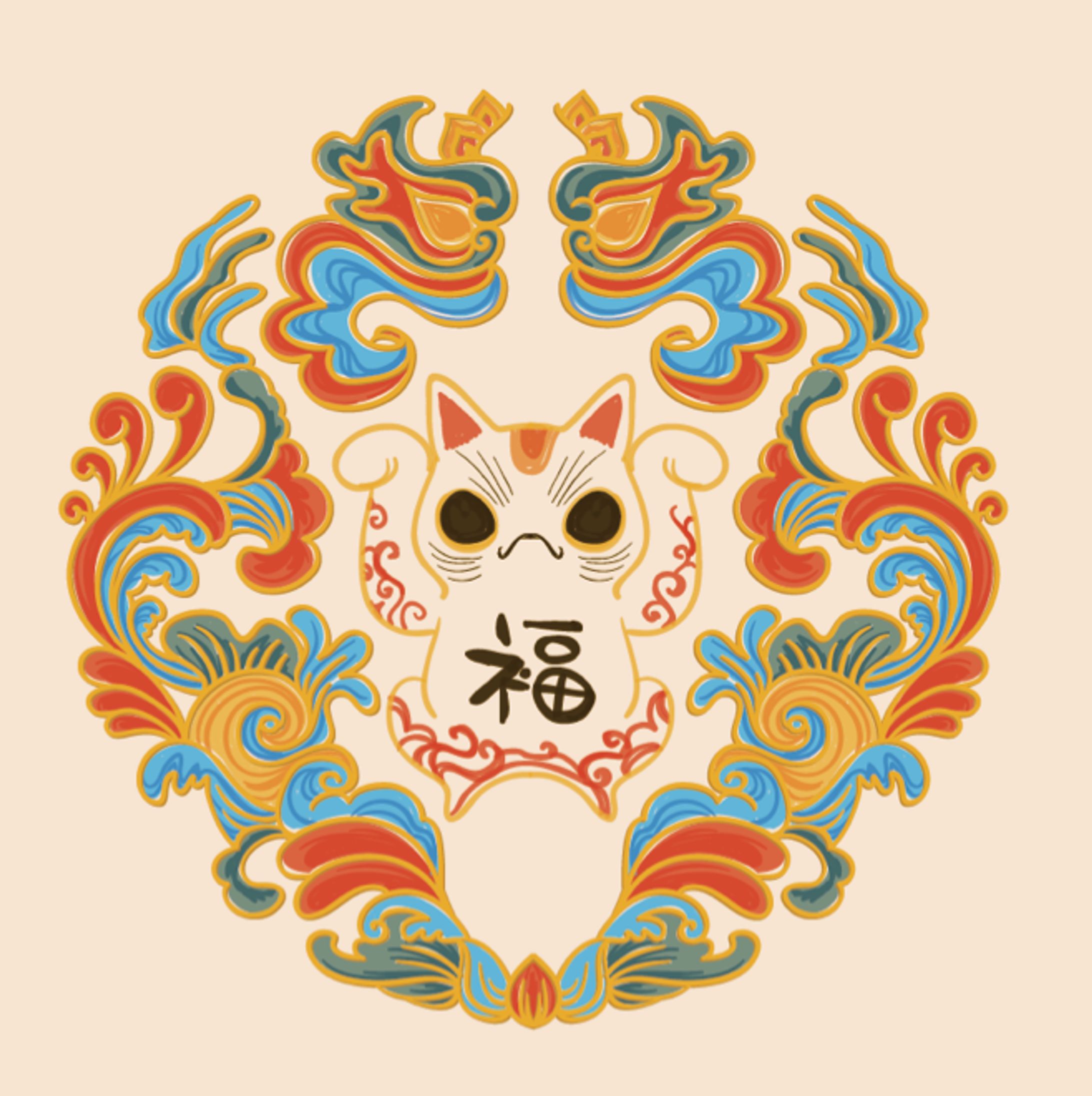 招き猫　両手あげ-1