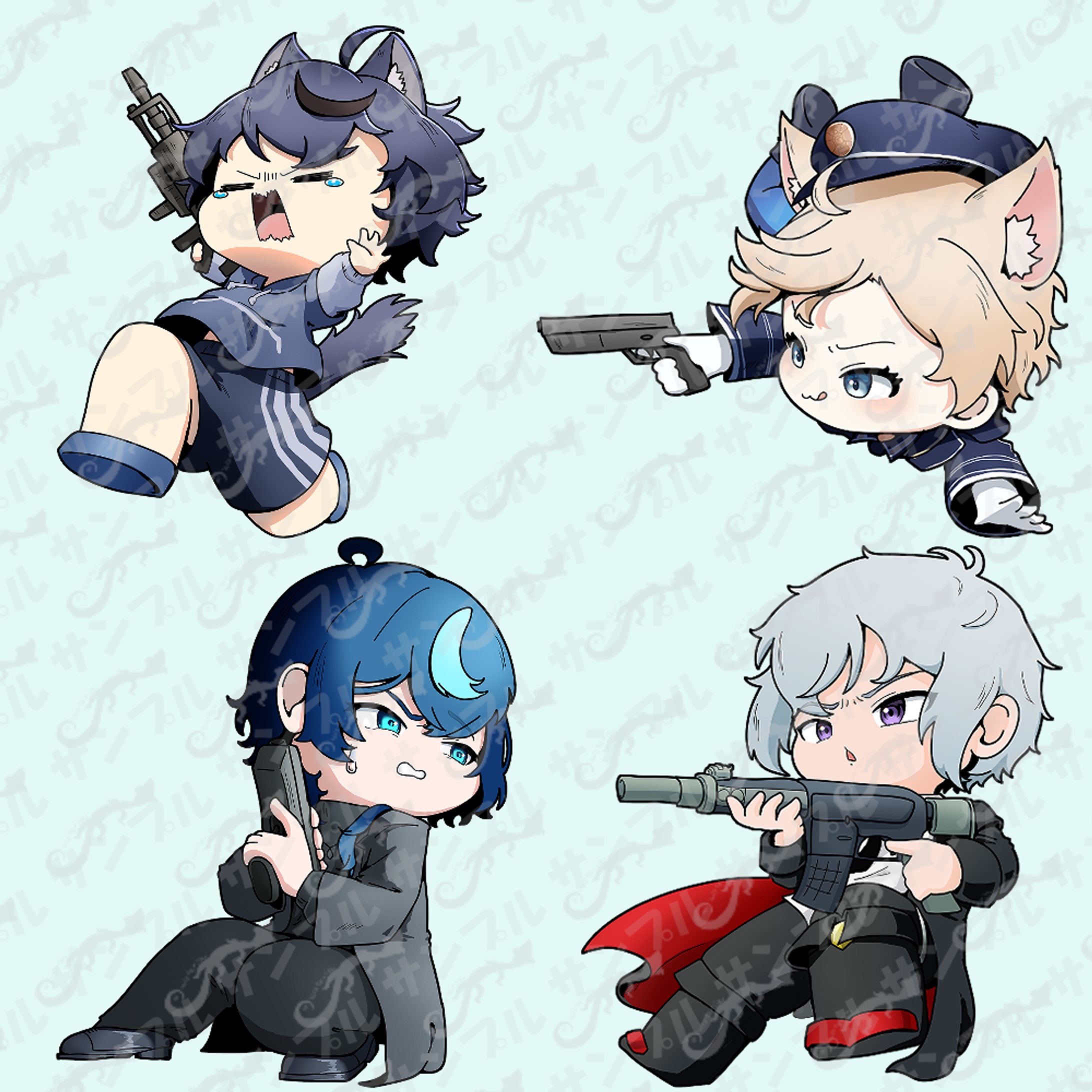 【企画絵】FPSゲーム風ミニキャラ-1