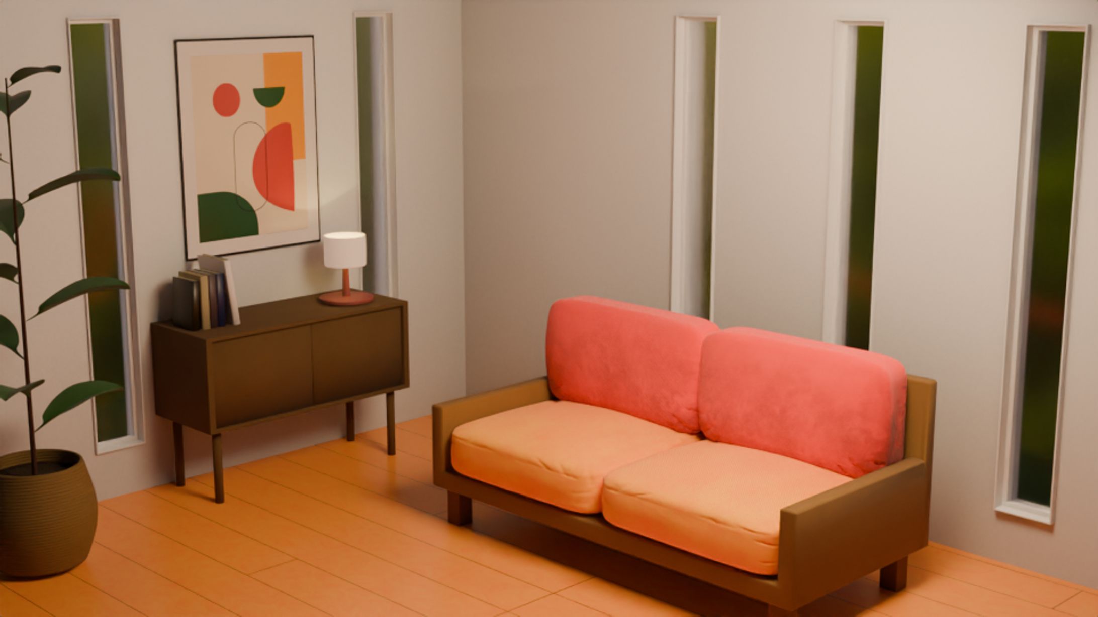 【3DCG】モダンインテリア空間 - AIとの共同制作-1